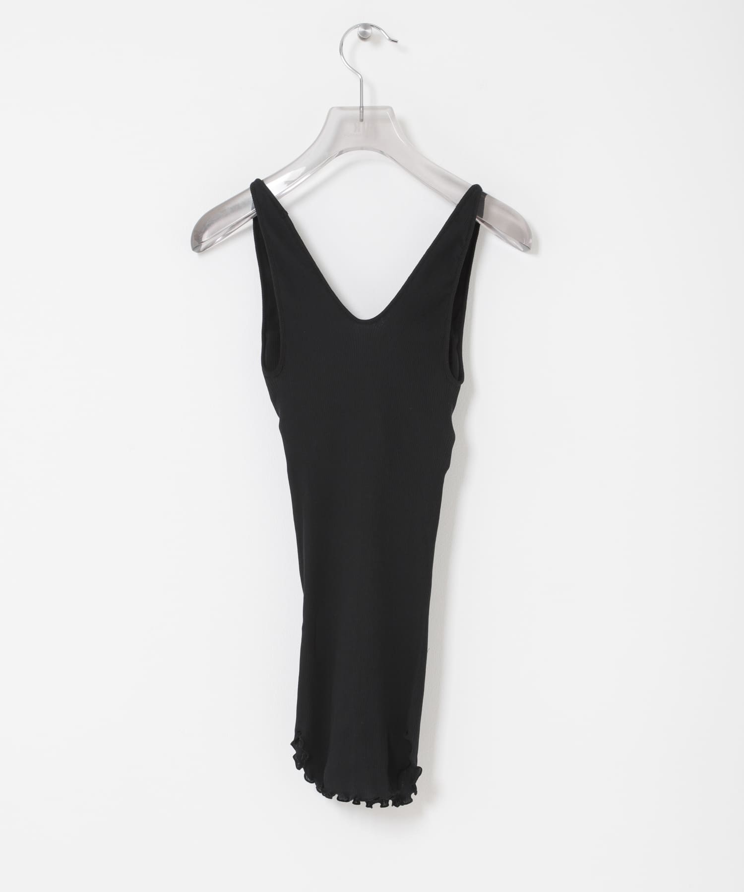 HAKUJI　TWIST COTTON V-NECK TANK BLACK Free