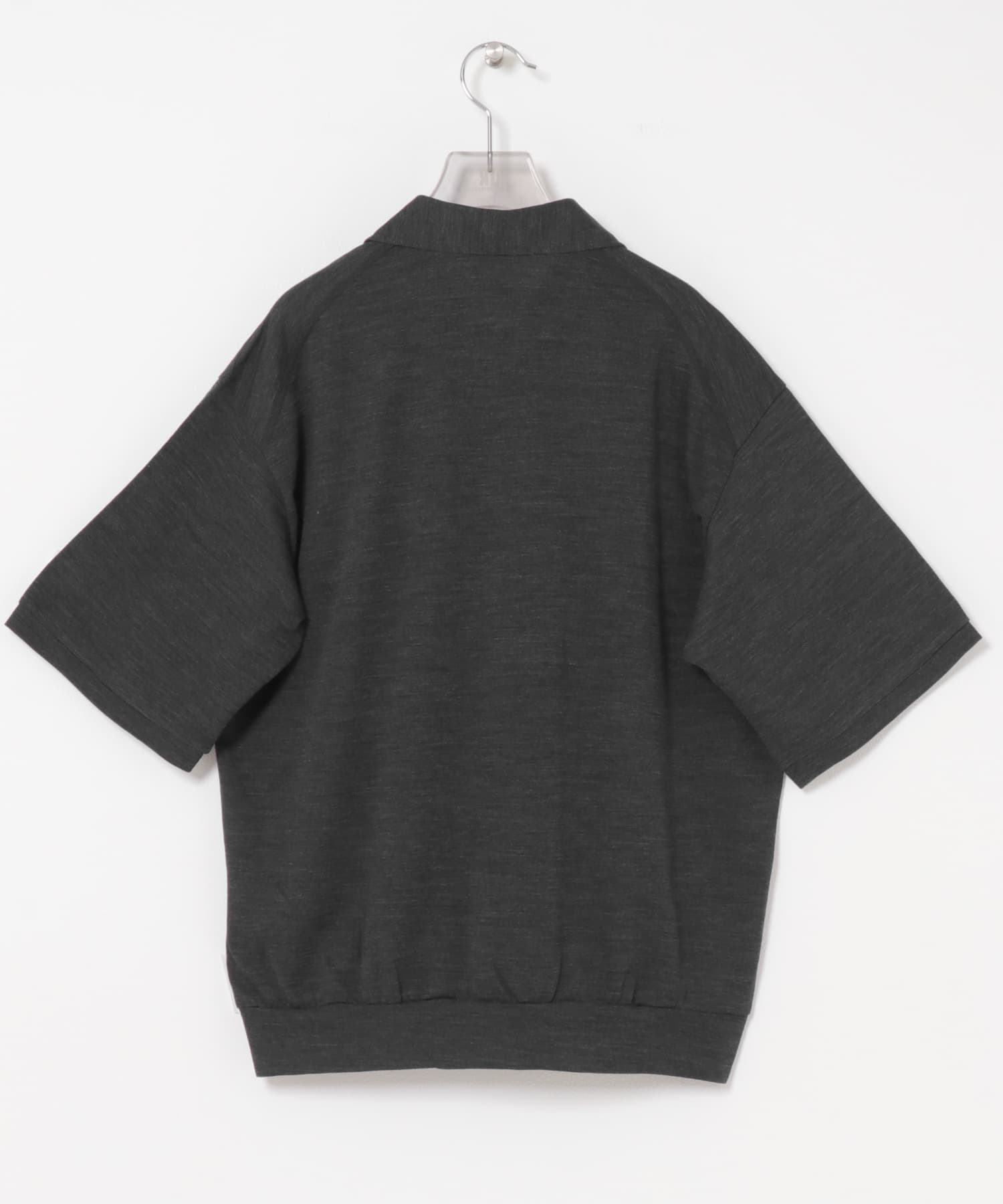 Product Twelve MELINO WOOL SHORT-SLEEVE HALF ZIP(1 CHARCOAL