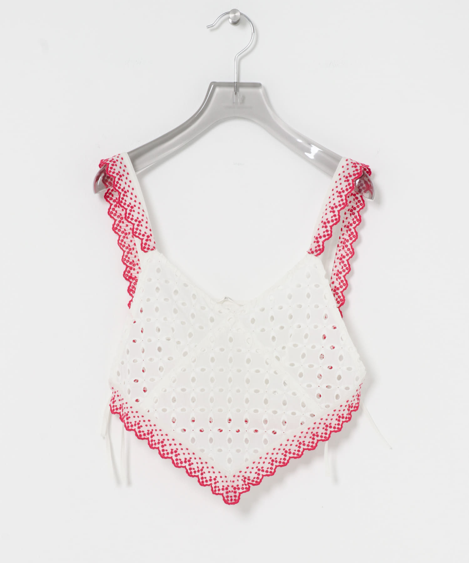 CURRENTAGE VINTAGEレース刺繍キャミソール(Free WHITE RED): トップス