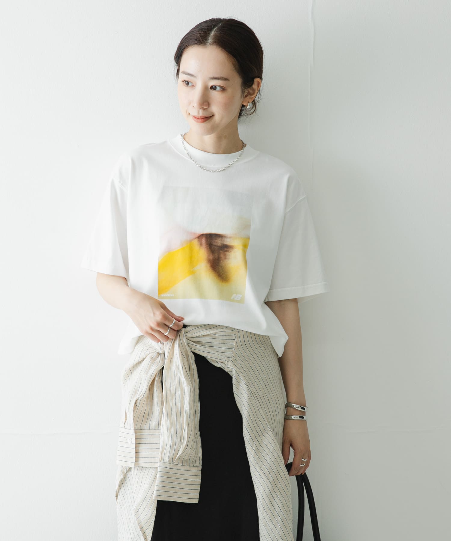 NEW BALANCE NB GREYフォトTシャツイエロー(M ホワイト): トップス
