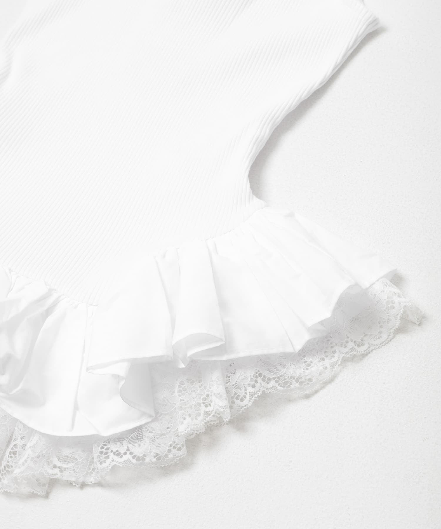 ESTHE　PEPLUM TANK TOP WITH LACE WHITE S