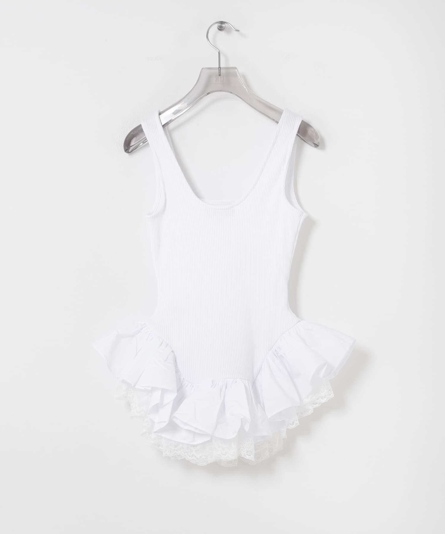 ESTHE　PEPLUM TANK TOP WITH LACE WHITE S