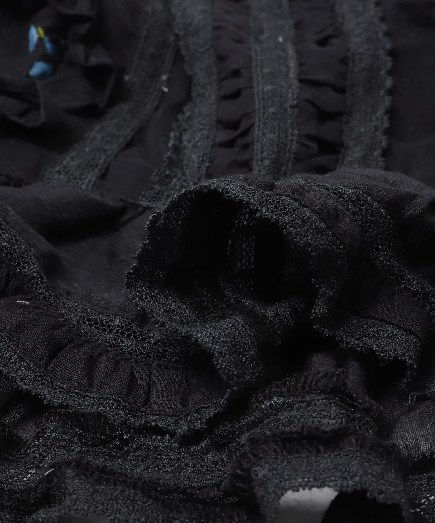 crinkle crinkle crinkle　SHEER FLOWER VEST BLOUSE BLACK Free