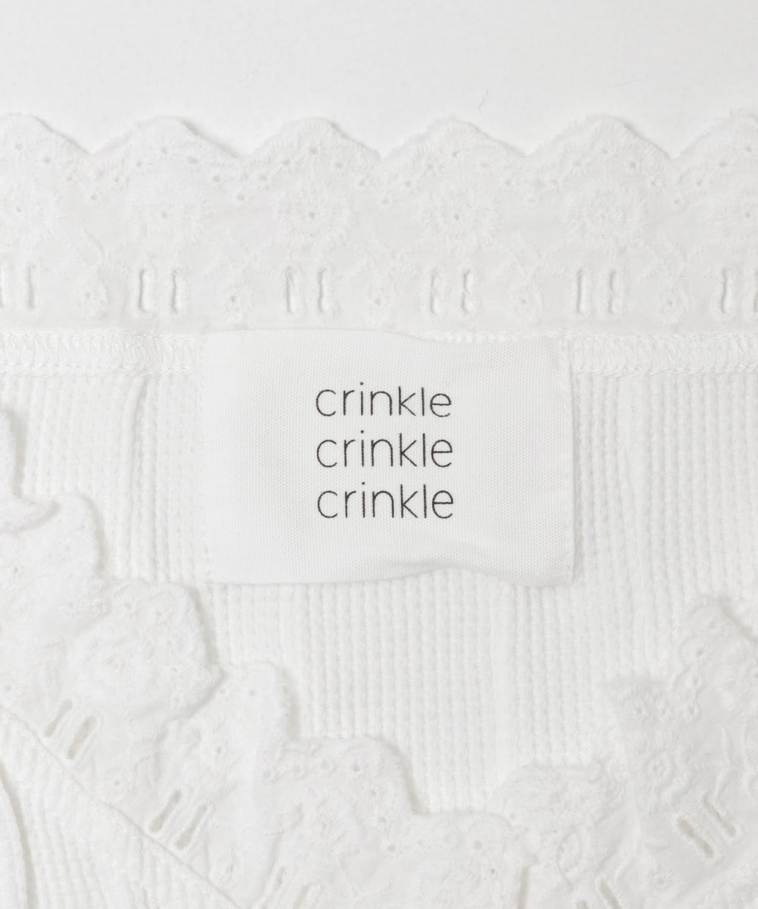 crinkle crinkle crinkle　WAFFLE FRILL VEST WHITE Free