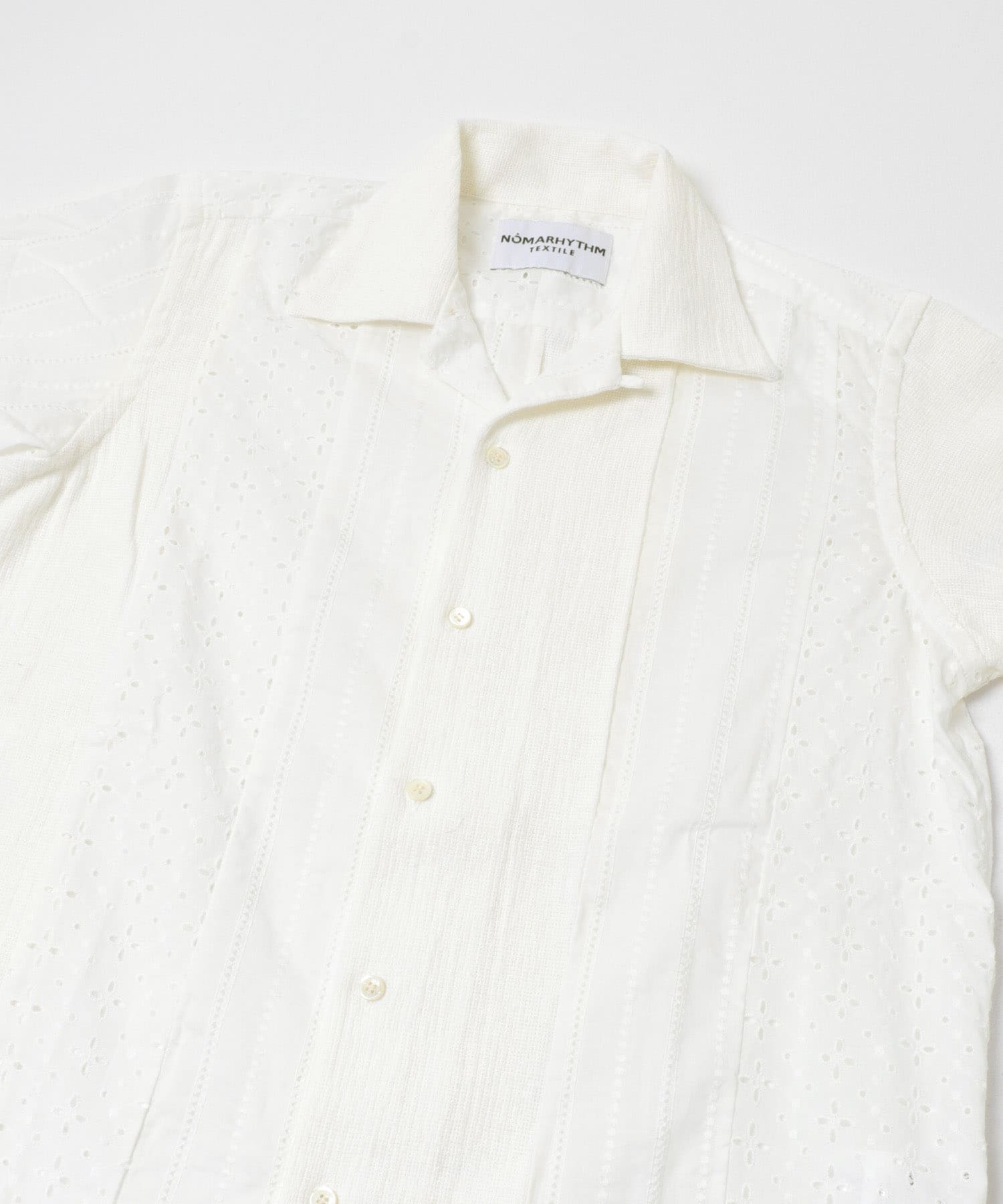 NOMARHYTHM TEXTILE　LACE PATCHWORK SHIRTS WHITE 1