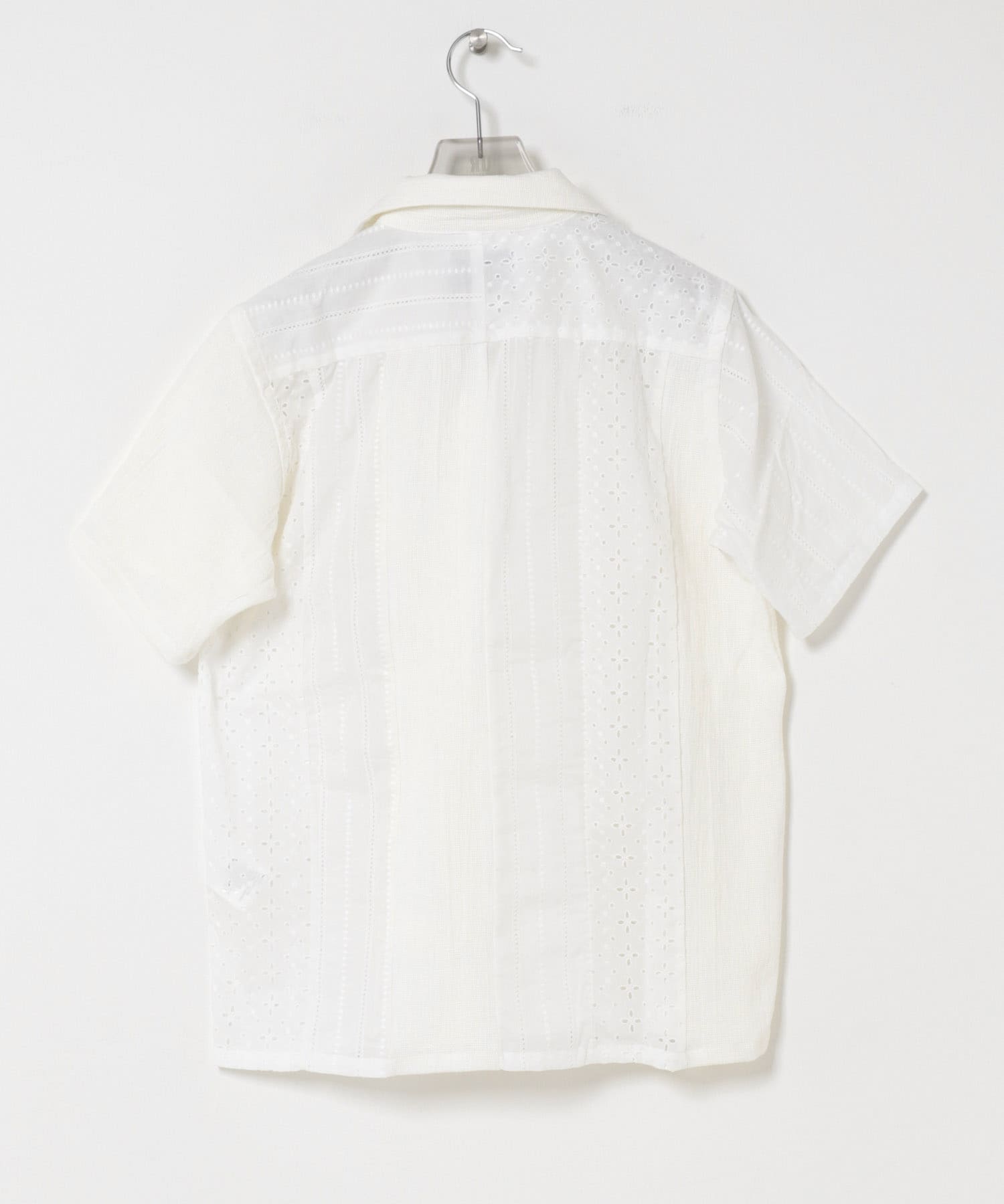 NOMARHYTHM TEXTILE　LACE PATCHWORK SHIRTS WHITE 1