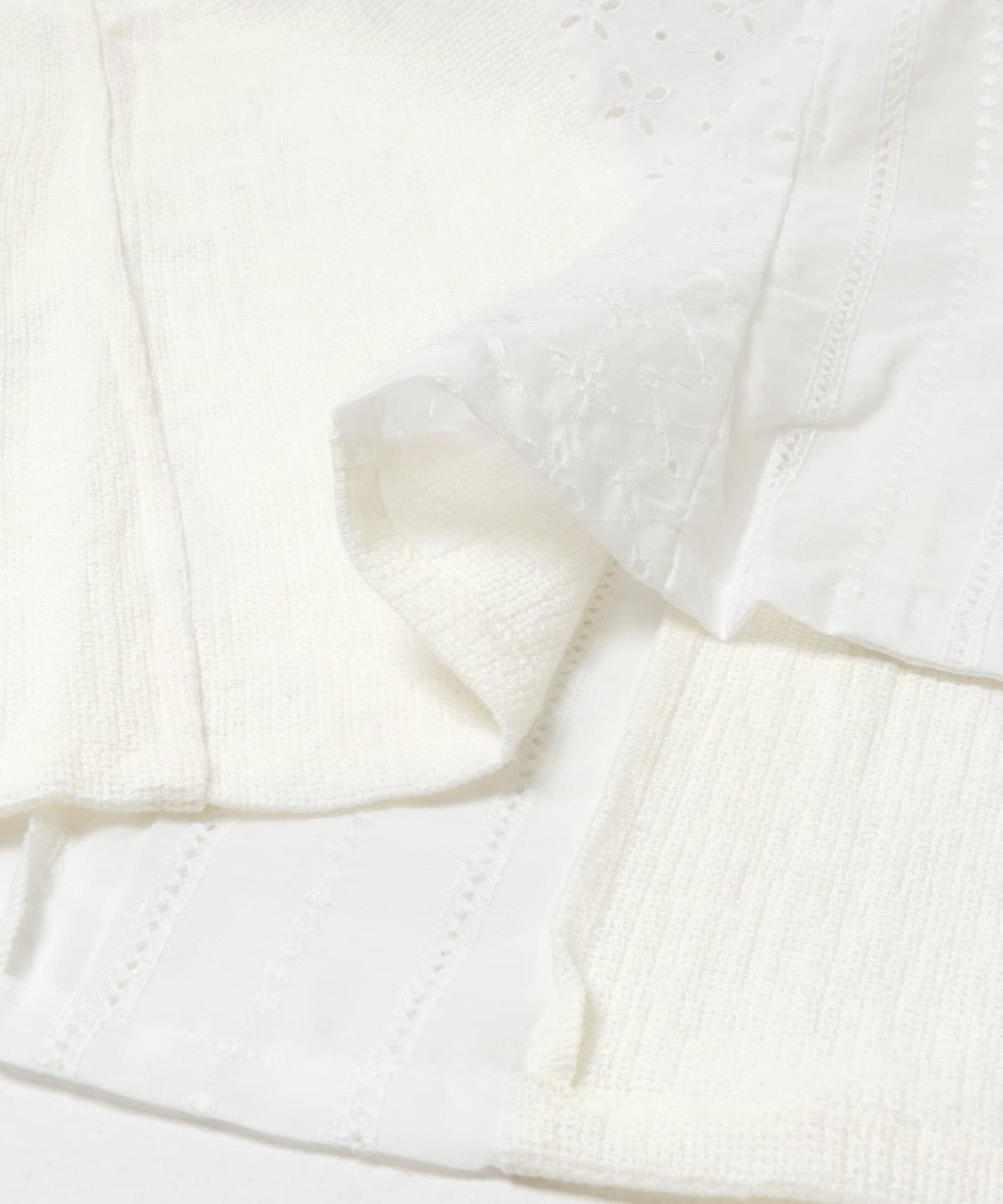 NOMARHYTHM TEXTILE　LACE PATCHWORK SHIRTS WHITE 1