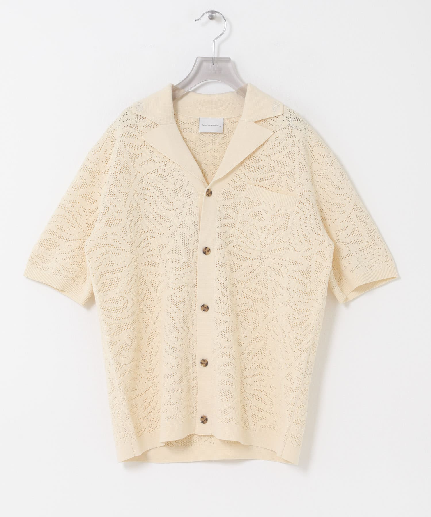 Drole de Monsieur　CHEMISE MAILLE DENTELLE OFF WHITE S