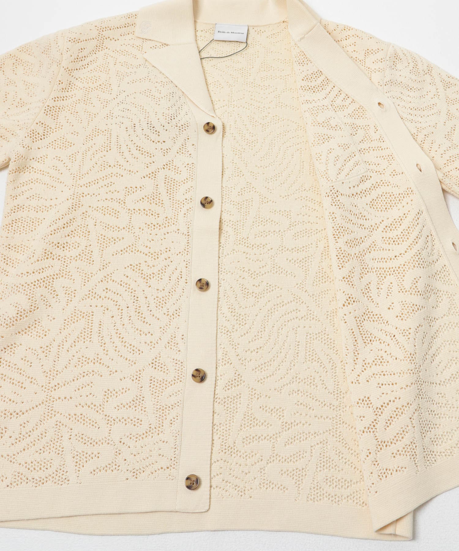 Drole de Monsieur　CHEMISE MAILLE DENTELLE OFF WHITE S