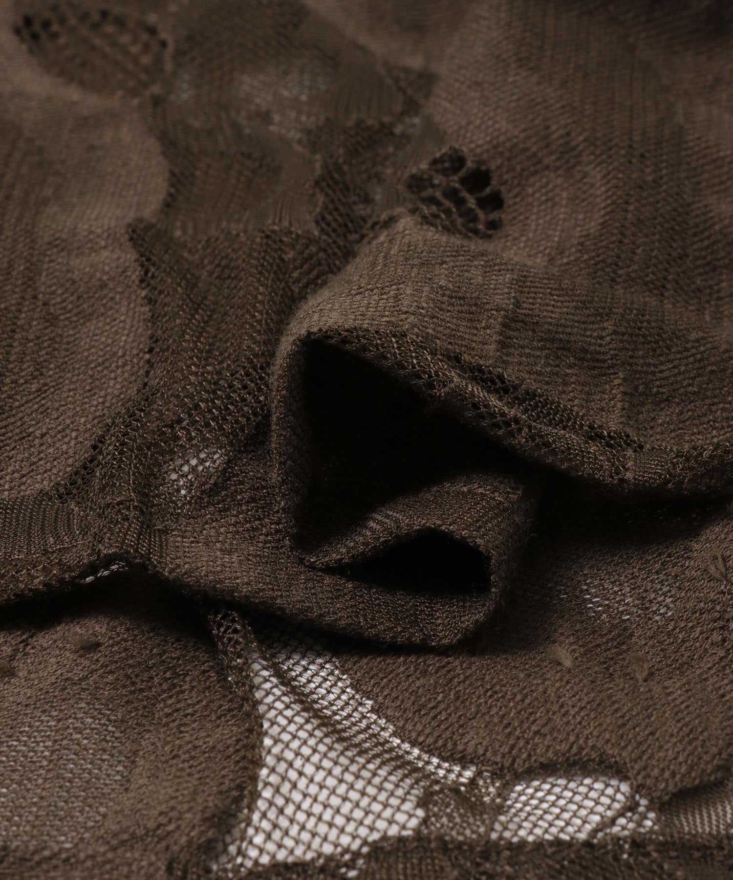 ESTHE　OVERSIZED SHEER LACE SHIRTS BROWN S