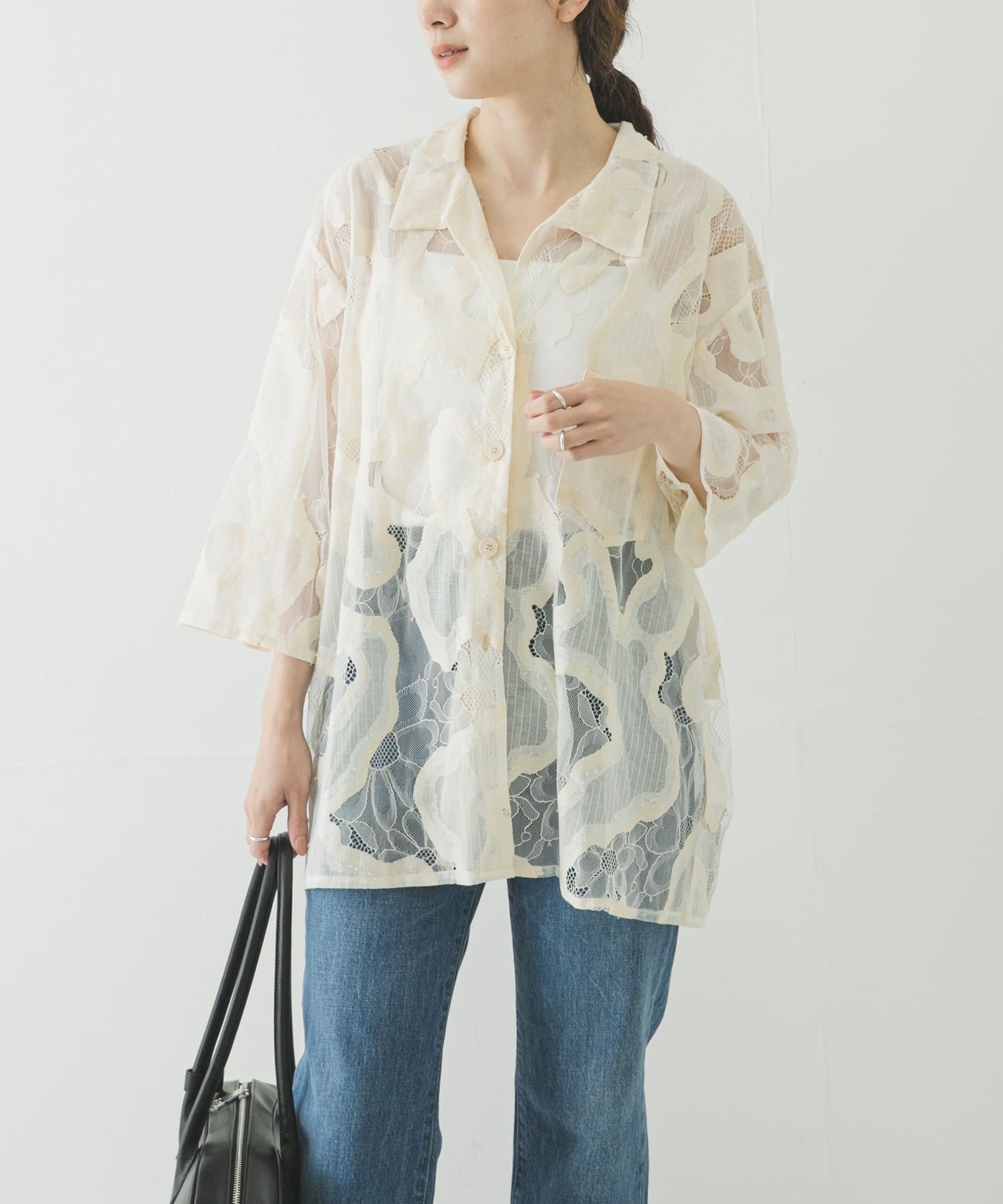 ESTHE　OVERSIZED SHEER LACE SHIRTS