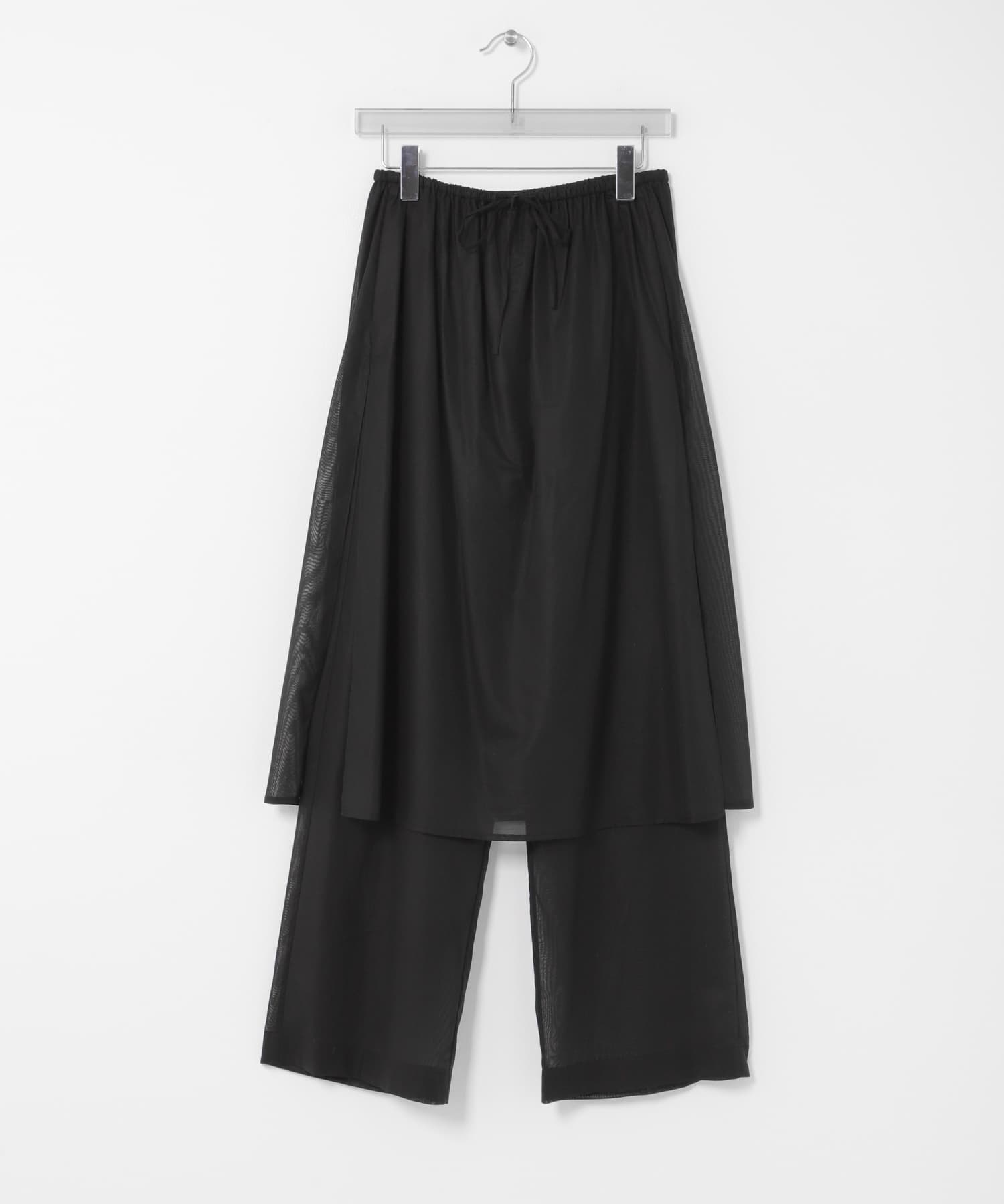 AMOMENTO　SHEER LAYERED PANTS BLACK 0