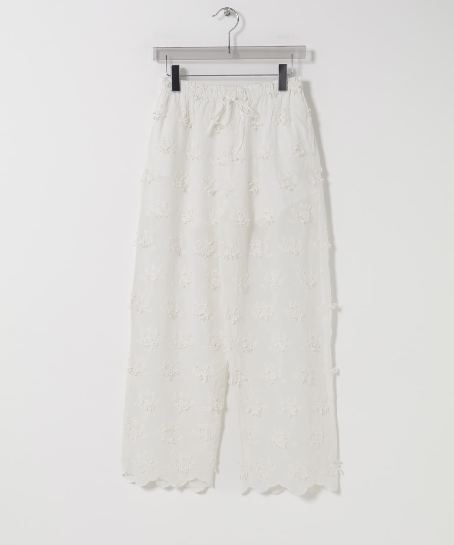 crinkle crinkle crinkle　3D EMBROIDERY EASY PANTS WHITE Free