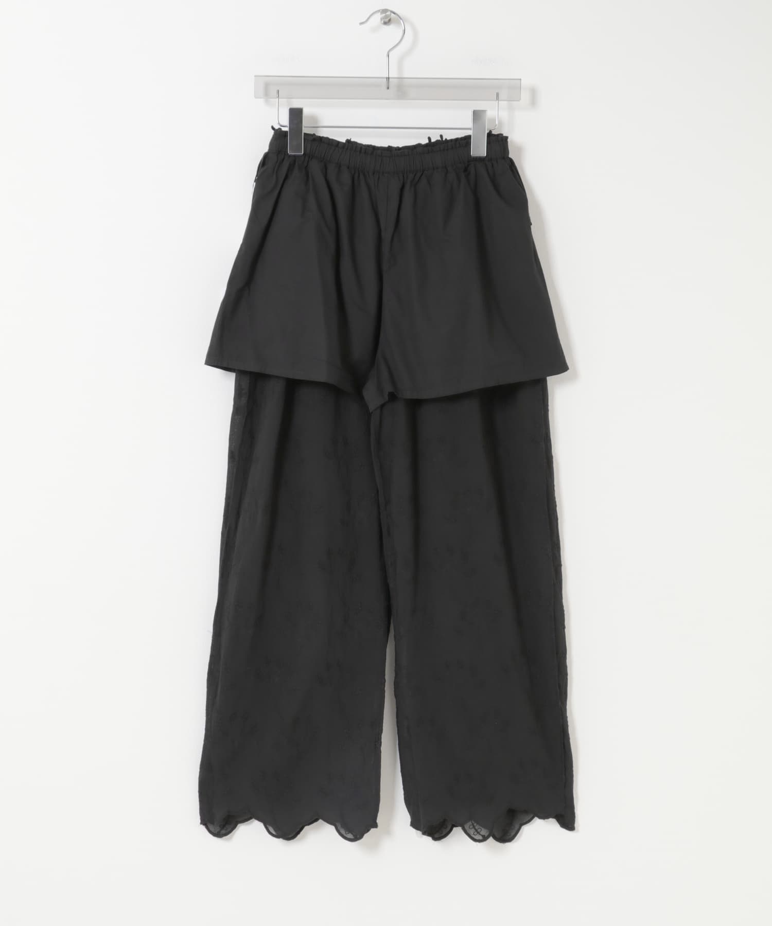 3D EMBROIDERY EASY PANTS 黒 crinkle crinkle crinkle 3D EMBROIDERY EASY PANTS(Free WHITE