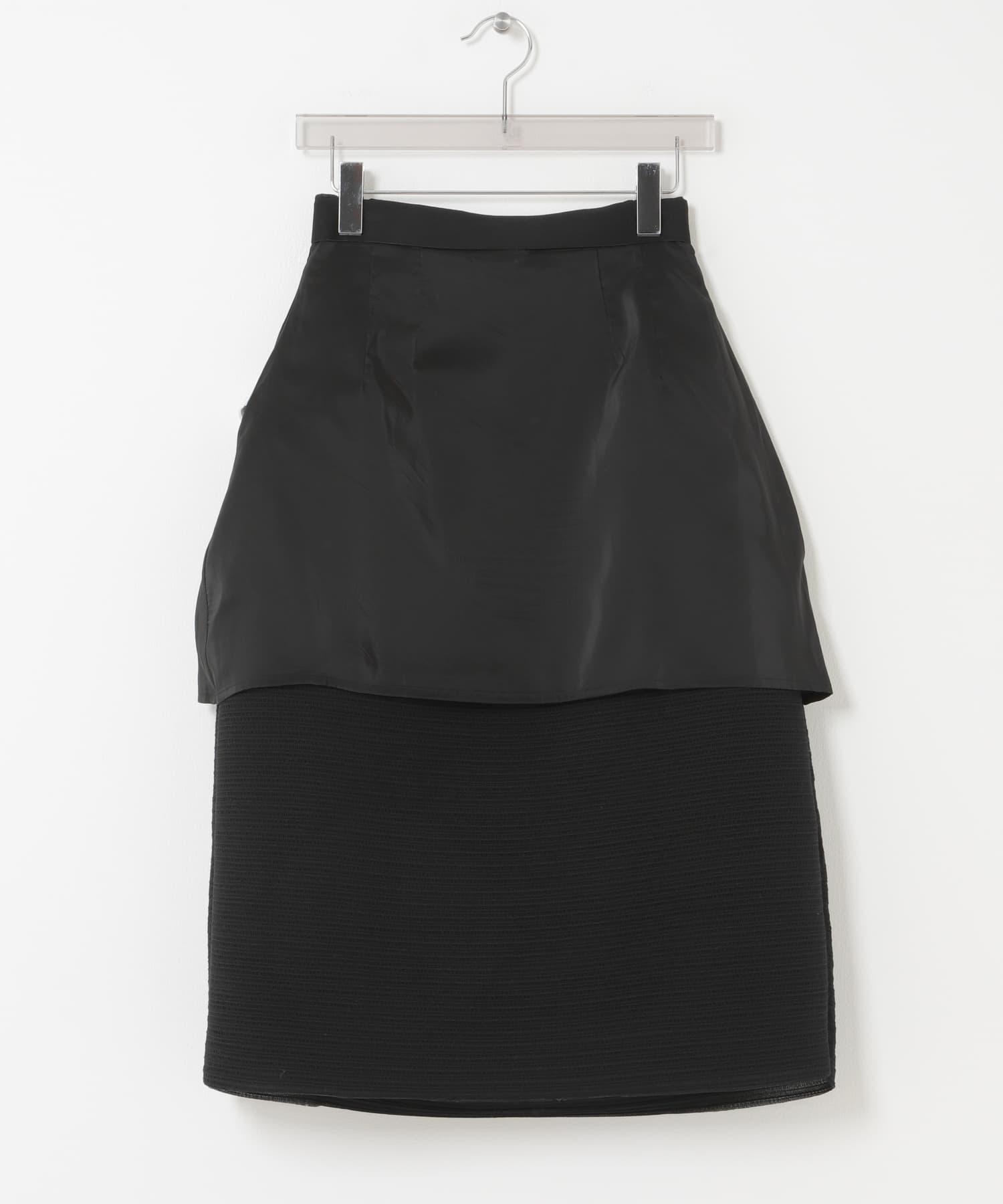 AMOMENTO　PLEATS CURVED SKIRT BLACK 0