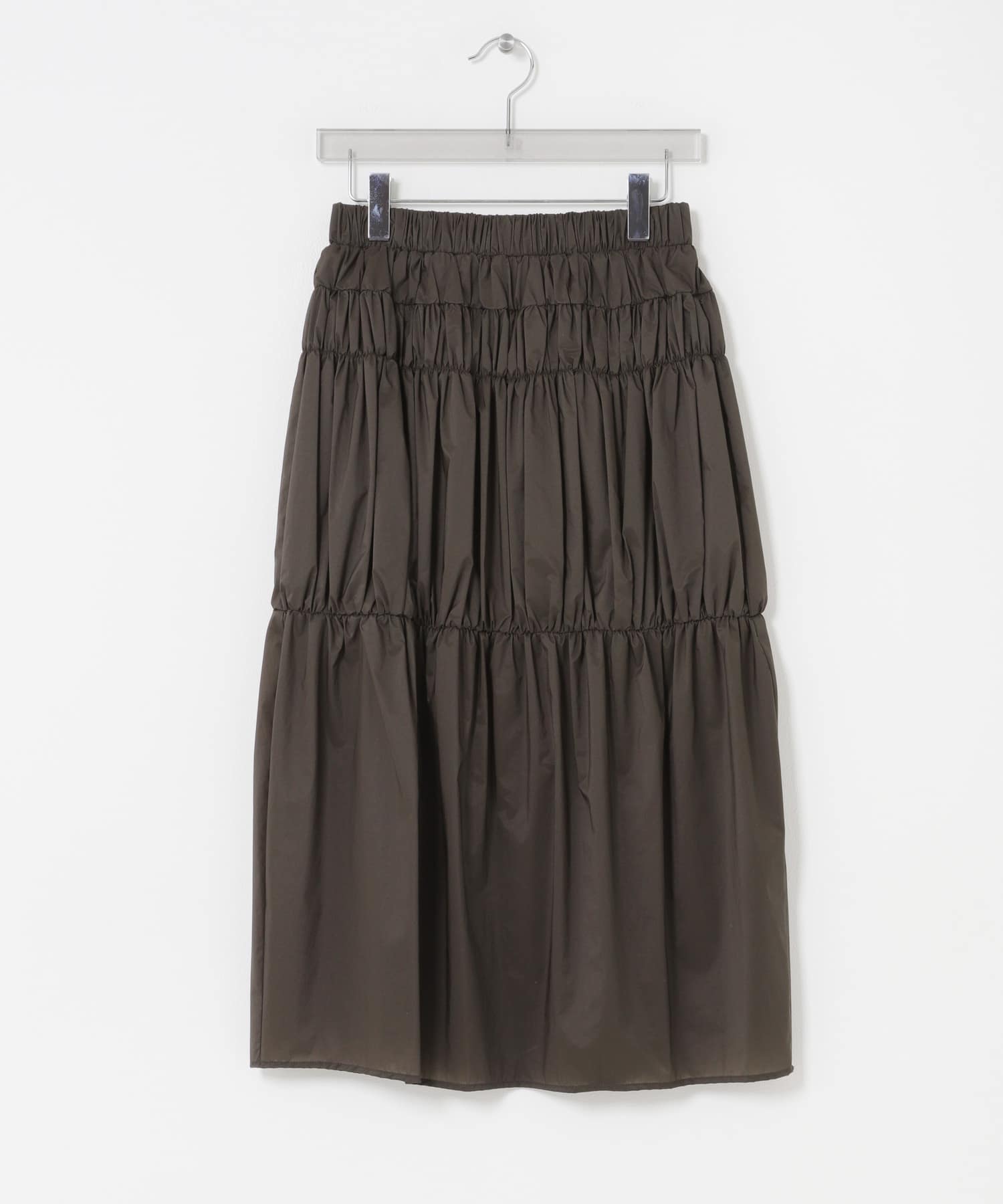 AMOMENTO　NYLON SHIRRING SKIRT BROWN 0