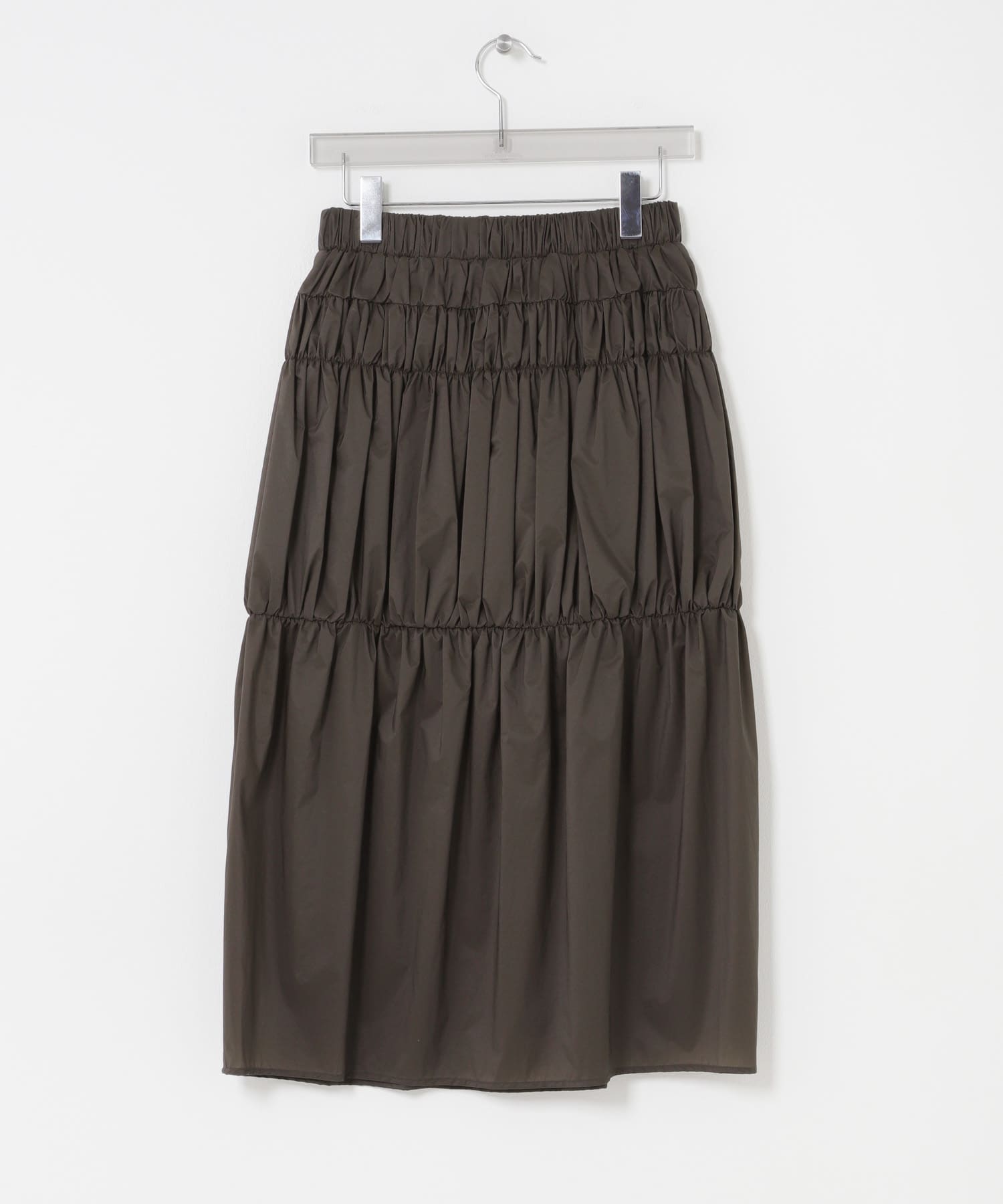 AMOMENTO　NYLON SHIRRING SKIRT BROWN 0