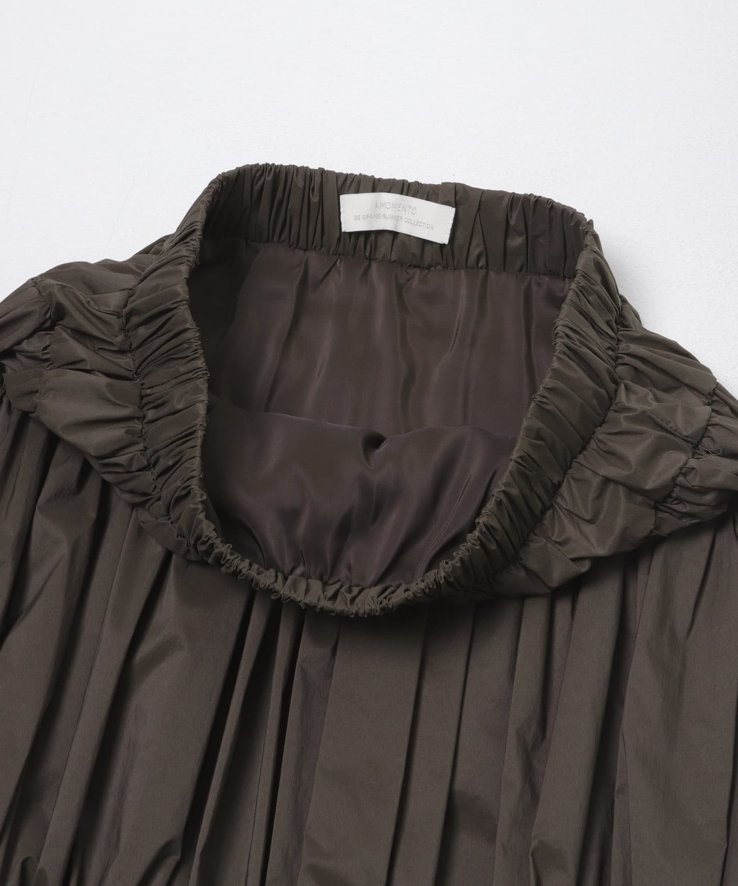 AMOMENTO　NYLON SHIRRING SKIRT BROWN 0