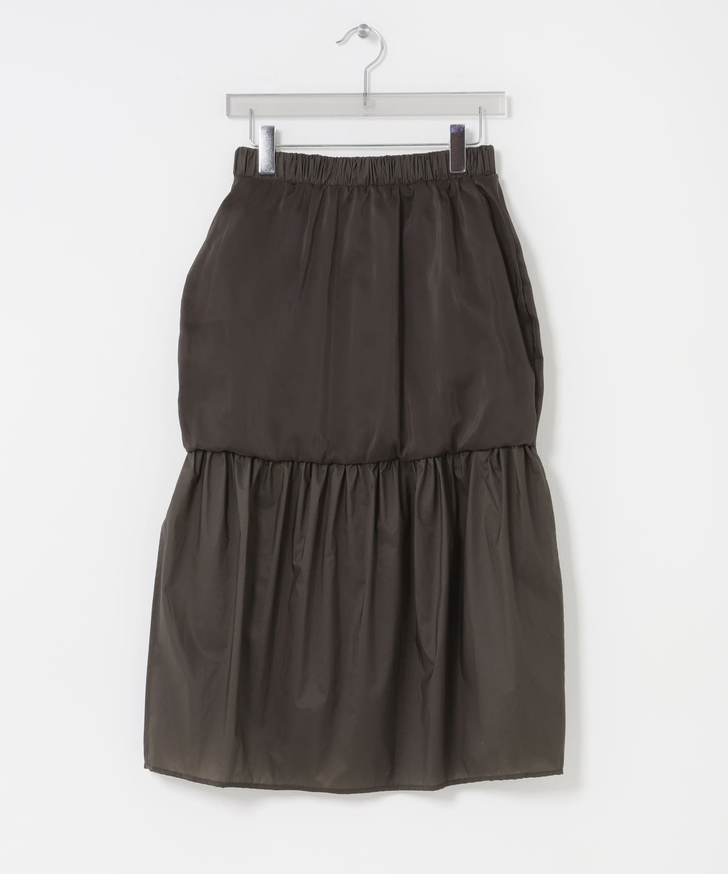 AMOMENTO　NYLON SHIRRING SKIRT BROWN 0