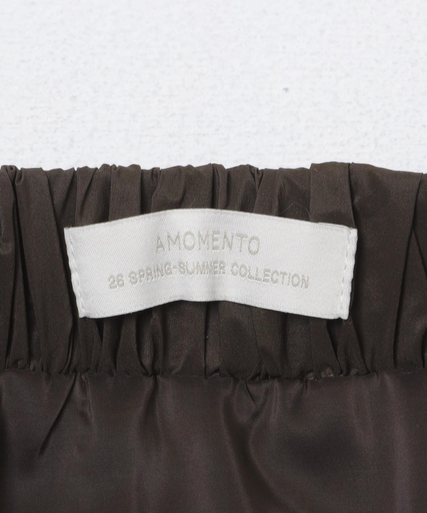 AMOMENTO　NYLON SHIRRING SKIRT BROWN 0