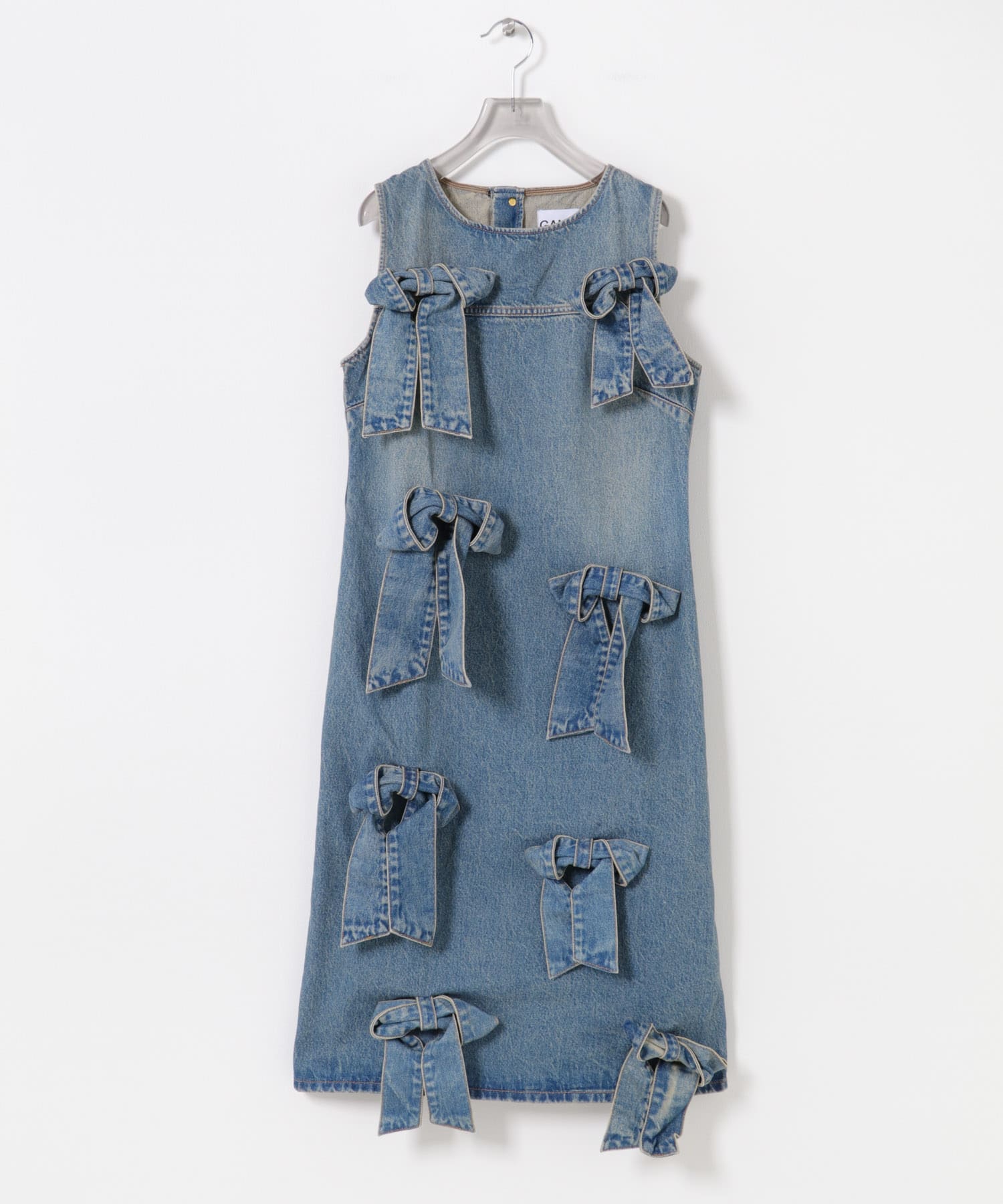 GANNI　TINT RIGID DENIM BOW DRESS