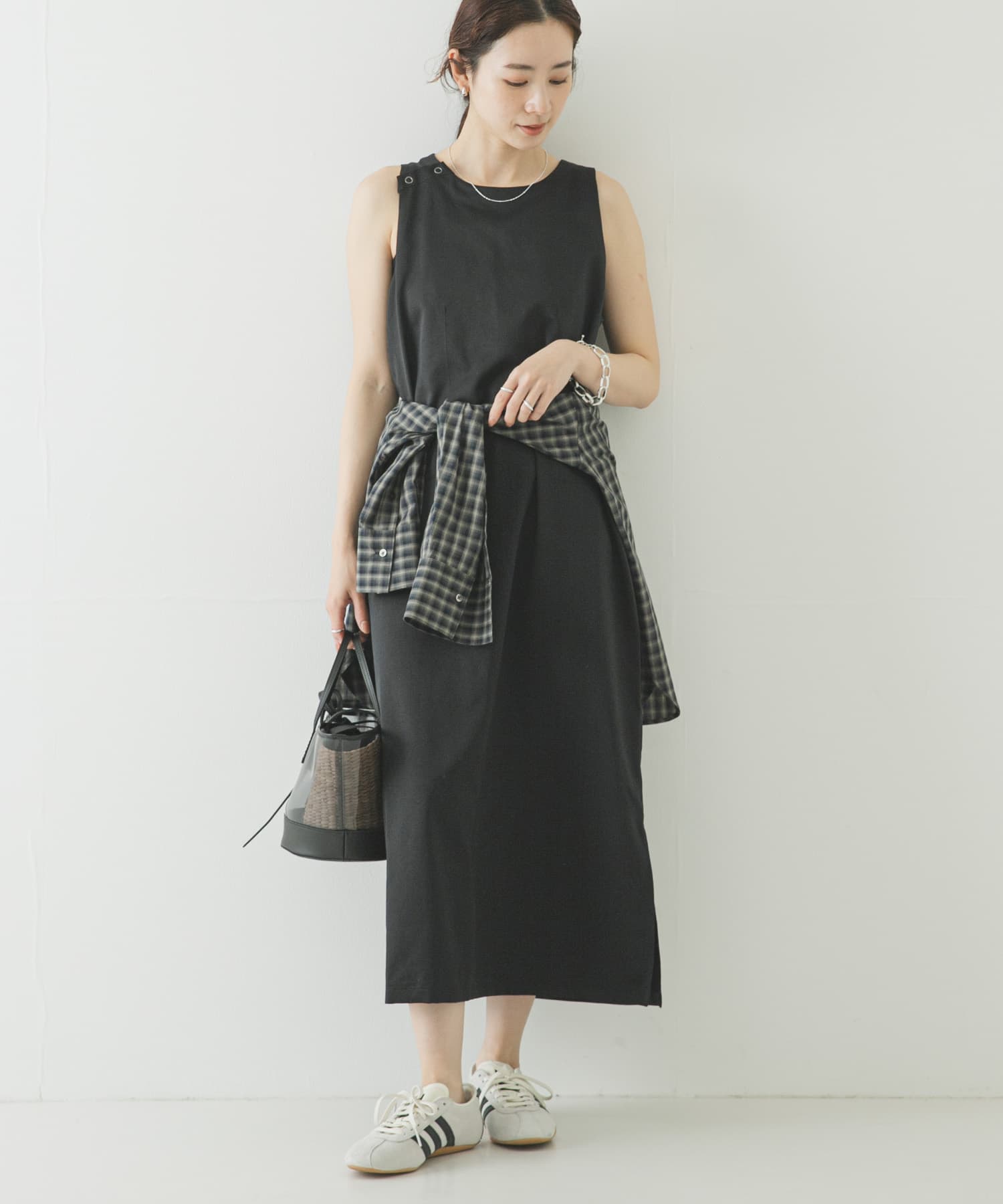 NOMARHYTHM TEXTILE SMALL FLOWER SLIP DRESS(1 BLACK): ワンピース