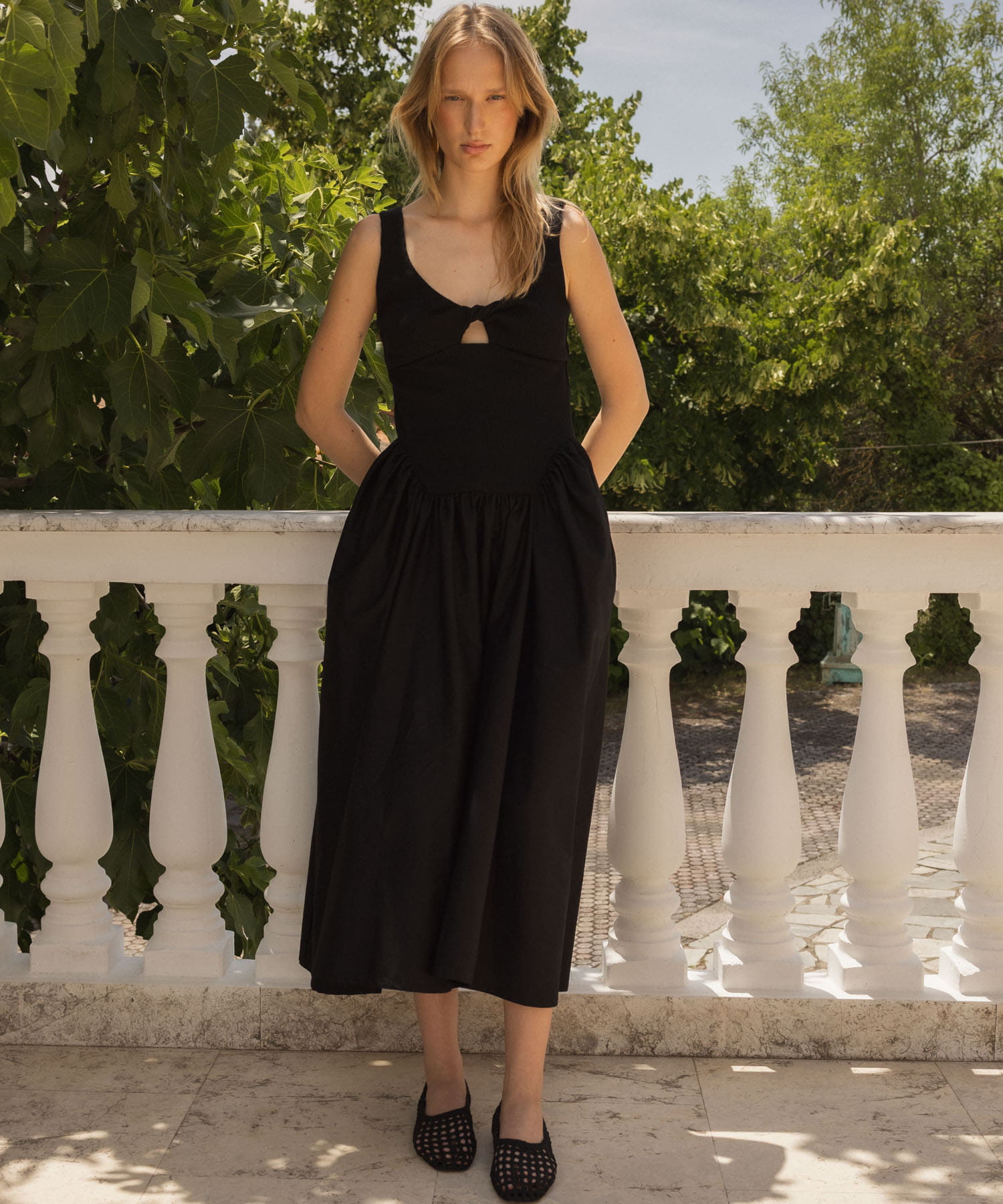 ESTHE　RIB POPLIN DRESS