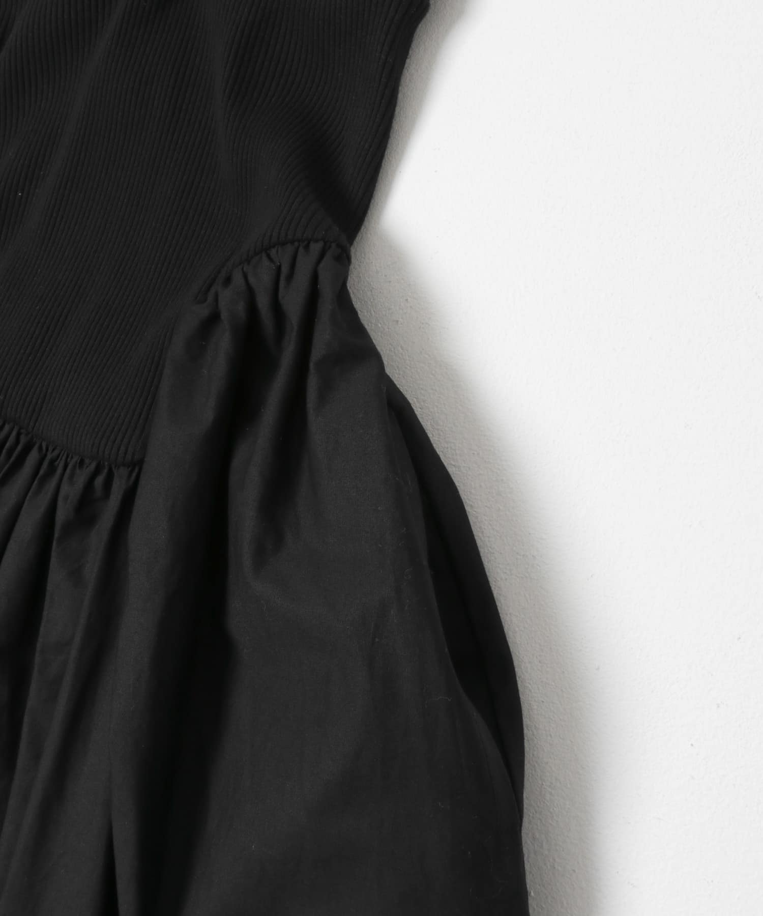 ESTHE　RIB POPLIN DRESS BLACK S