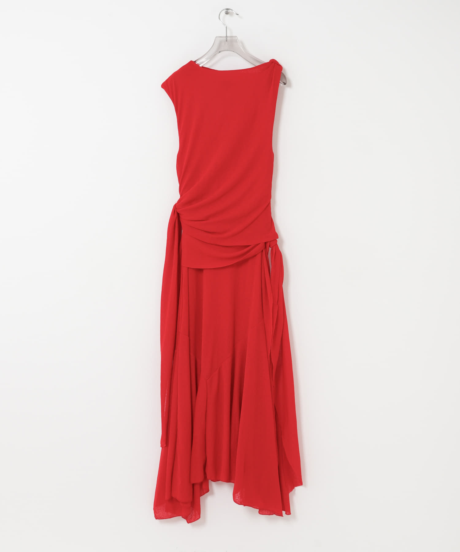 GANNI　DRAPED KNOT LONG DRESS GOJI BERRY 36