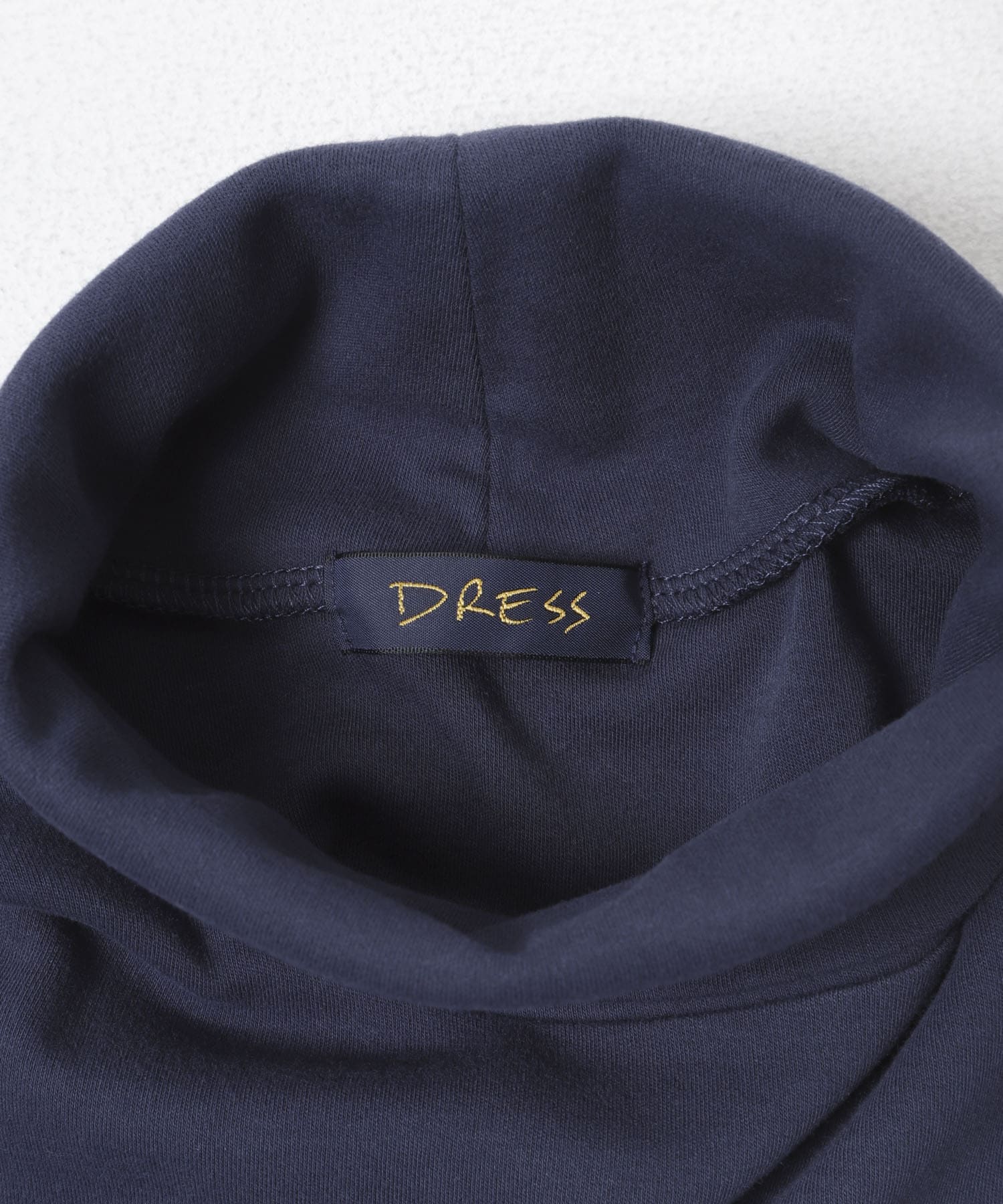 DRESS　Plain Cotton Turtle-neck NAVY S