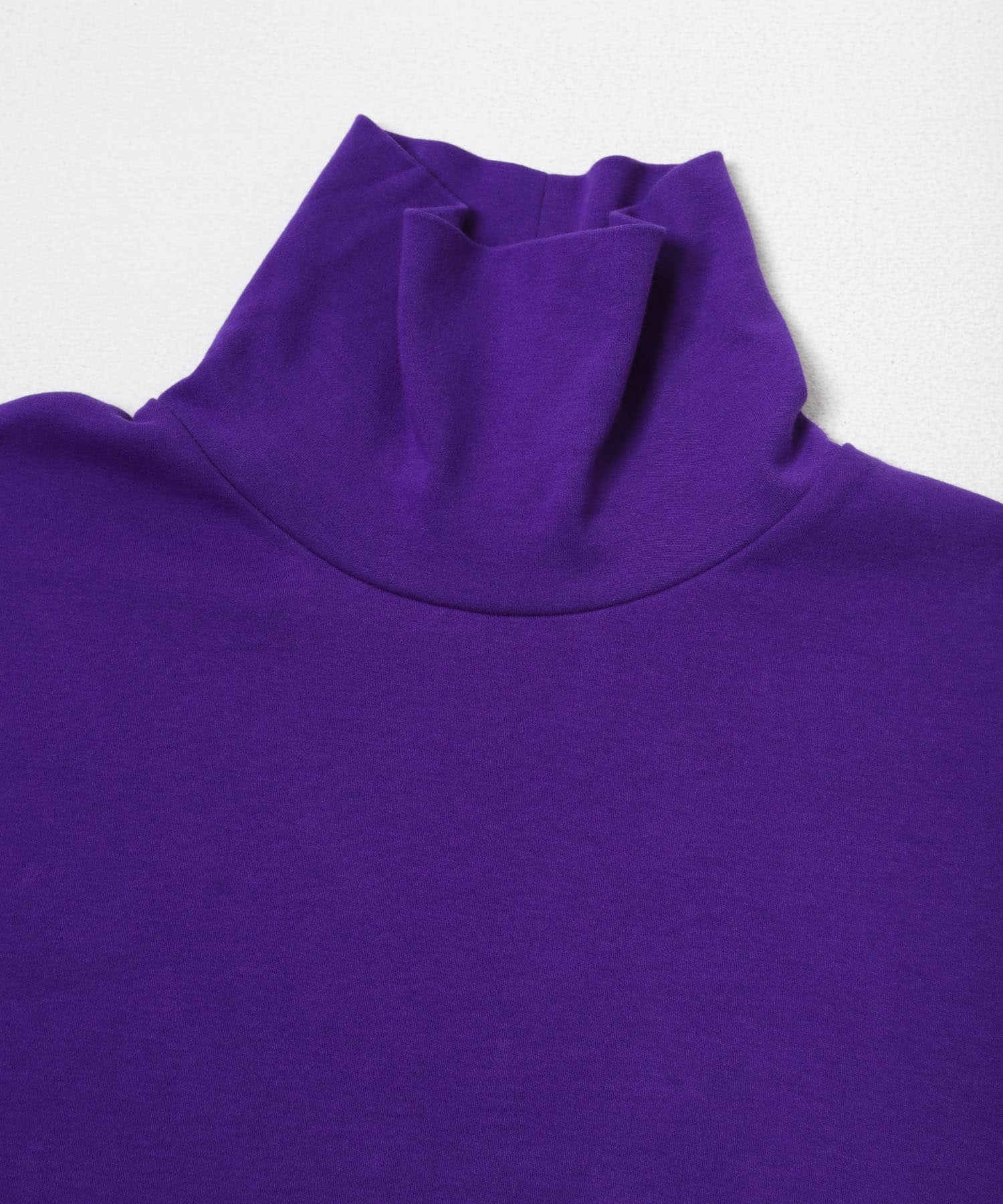DRESS　Plain Cotton Turtle-neck PURPLE S