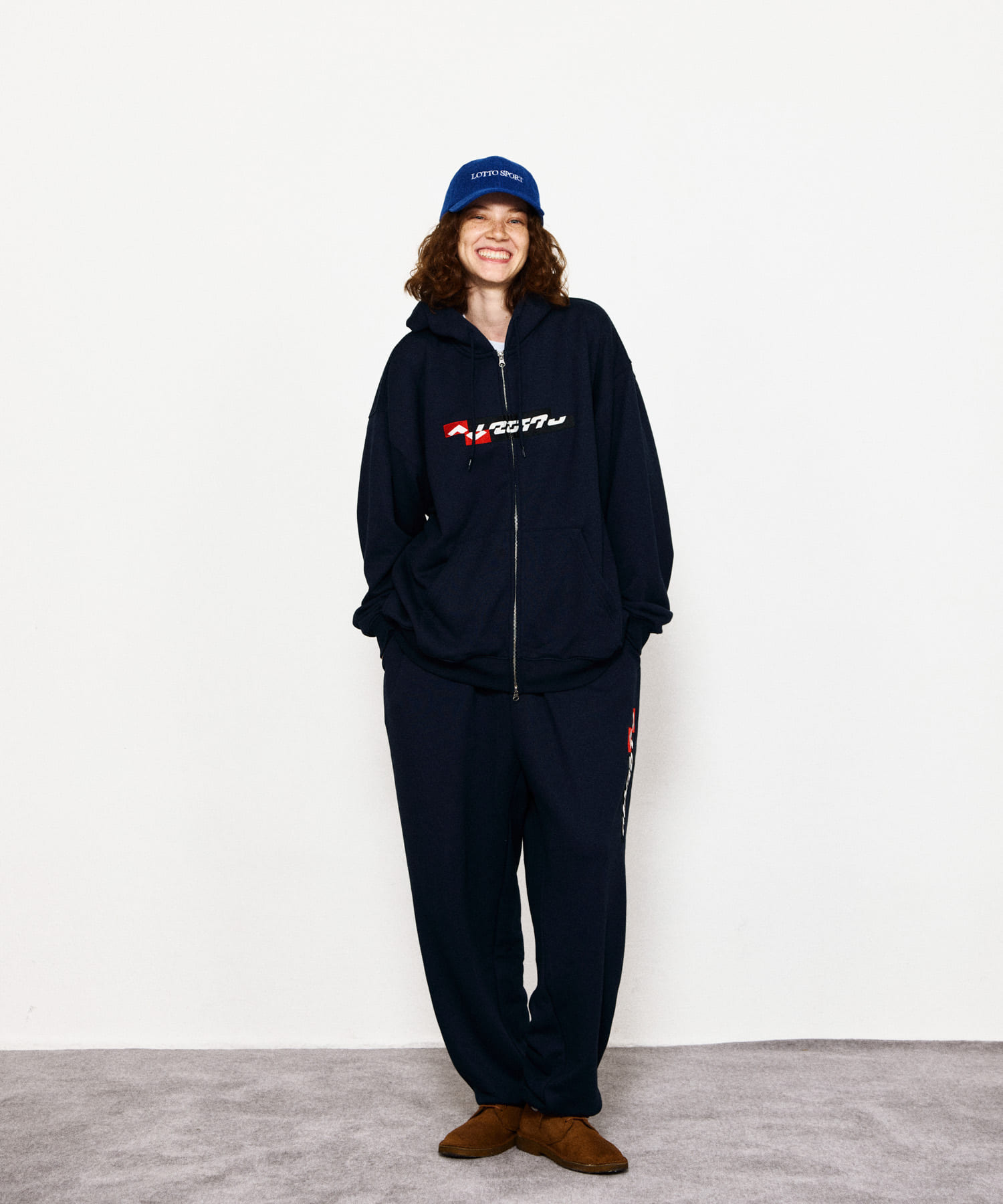 LOTTO　LOGO ZIP HOODIE NAVY M