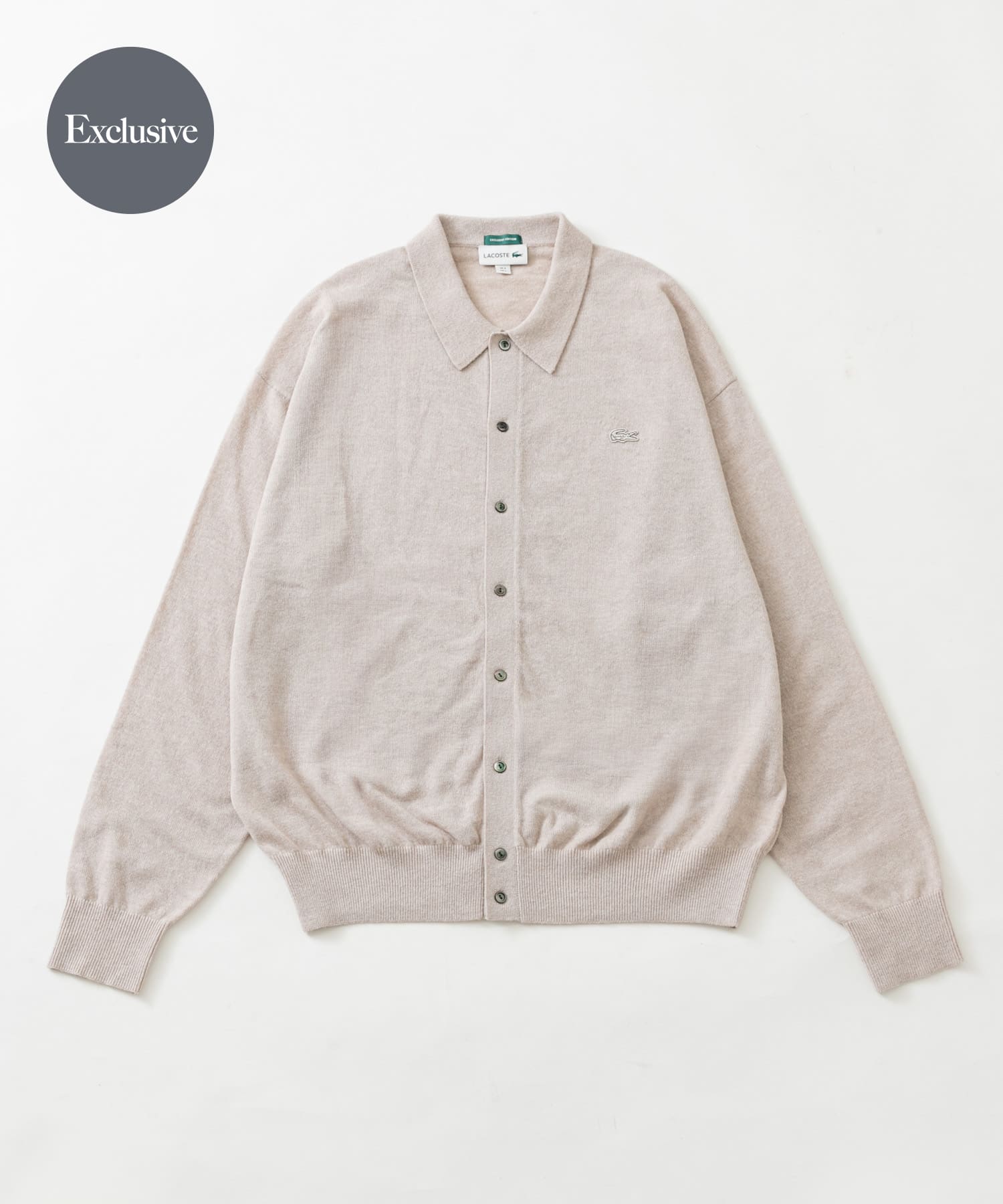 別注』LACOSTE×URBAN RESEARC KNIT POLO CARDIGAN(3 Oyster): トップス