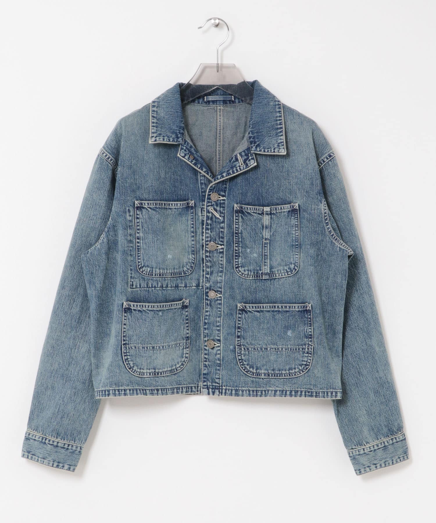 ULTERIOR　FADED LIGHT DENIM SHORT COVERALL