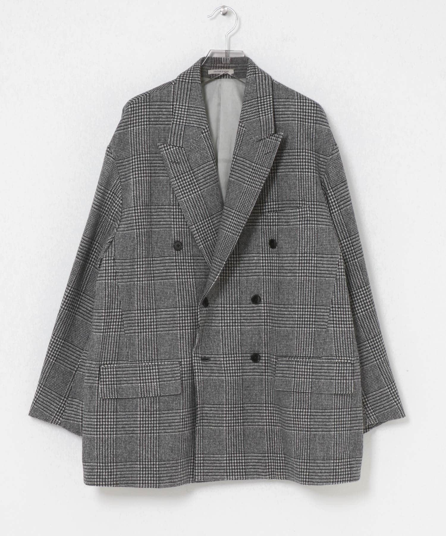 COUTURE D’ADAME　BIG JACKET DOUBLE GLENCHECK Grey 40