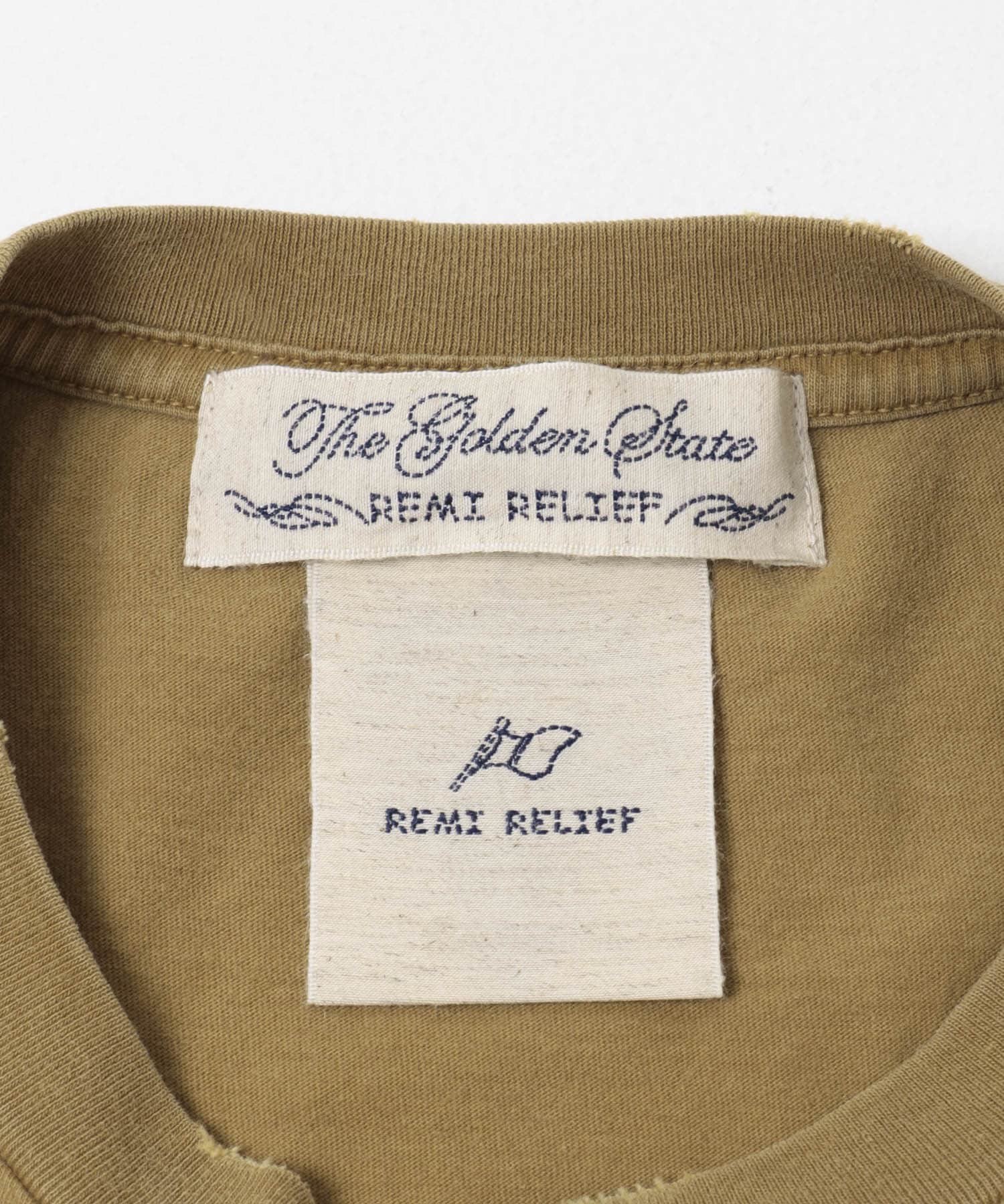 REMI RELIEF　SP加工T-SHIRTS OLIVE S