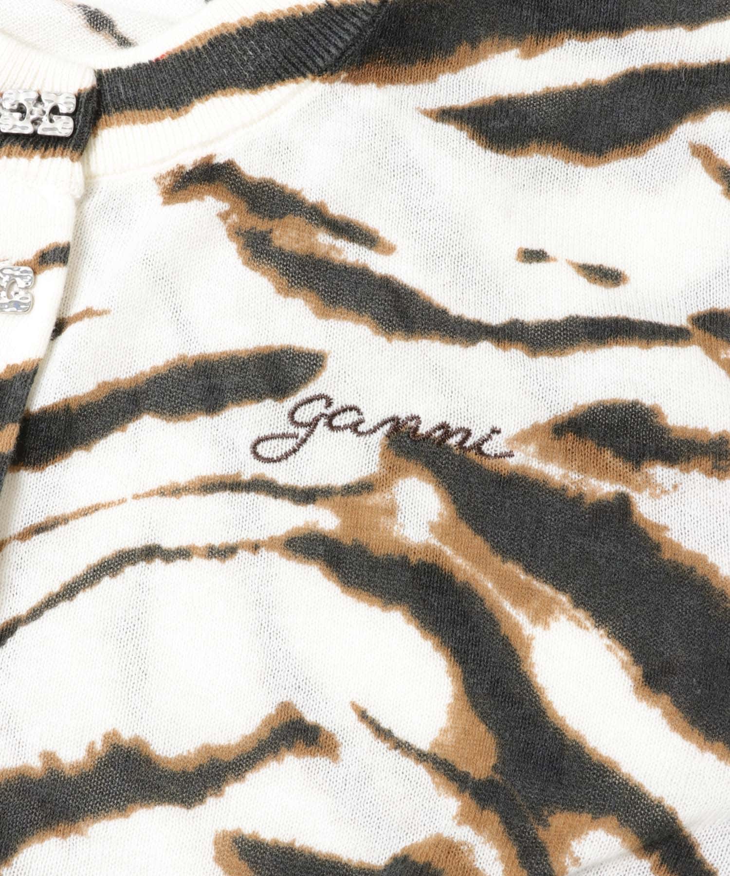 GANNI　SHEER PRINTED COTTON CARDIGAN EGRET S