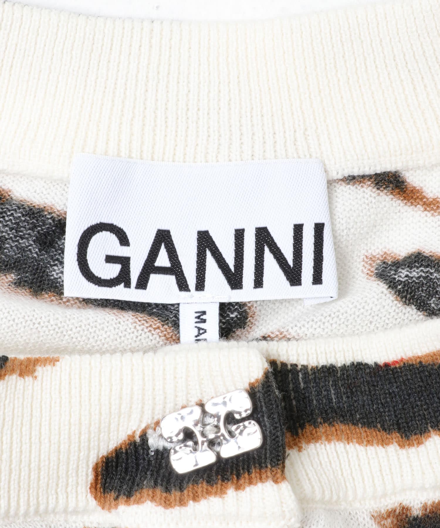 GANNI　SHEER PRINTED COTTON CARDIGAN EGRET S