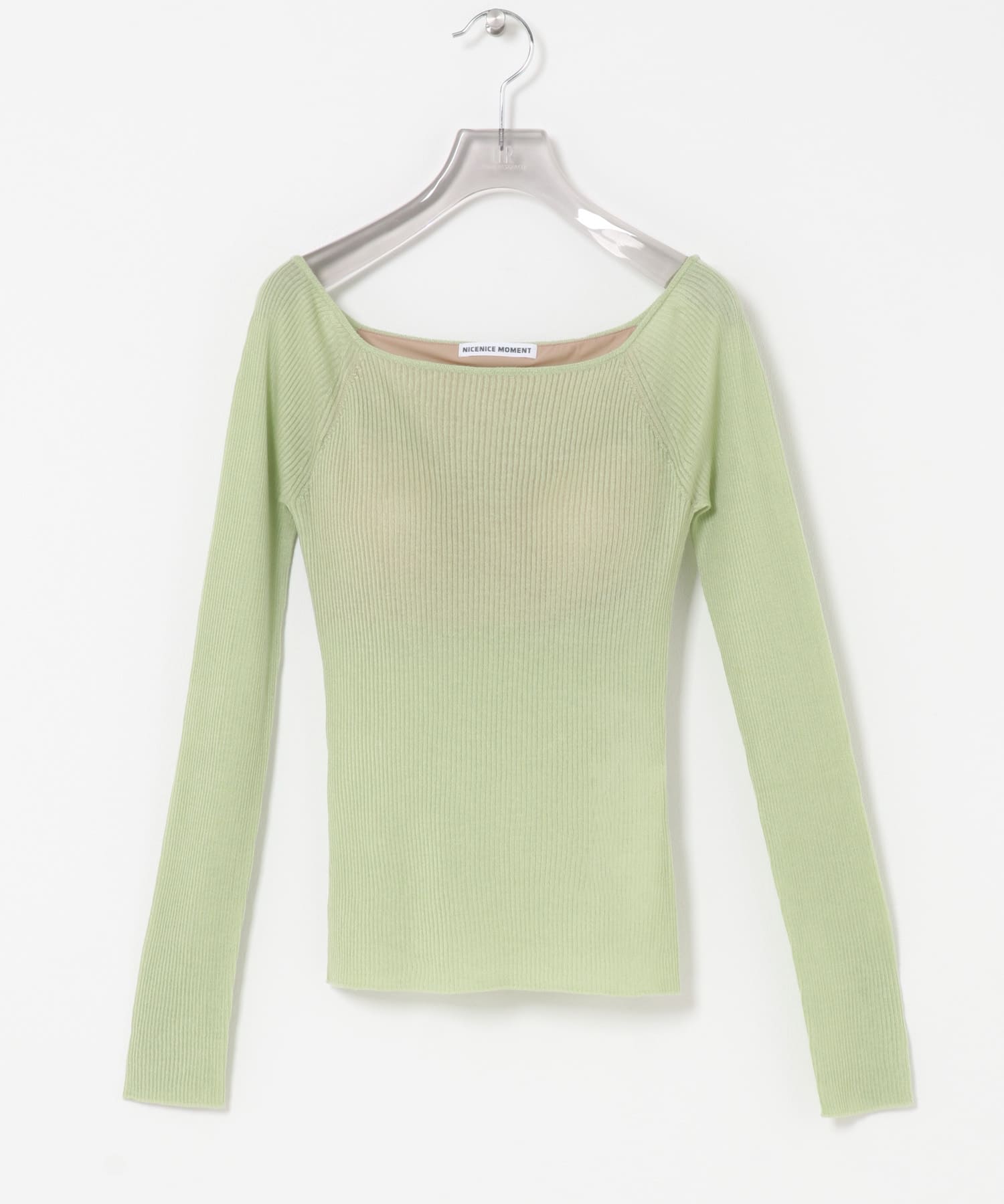 NICENICE MOMENT　OPEN SHOULDER RIB SHELL PISTACHIO S