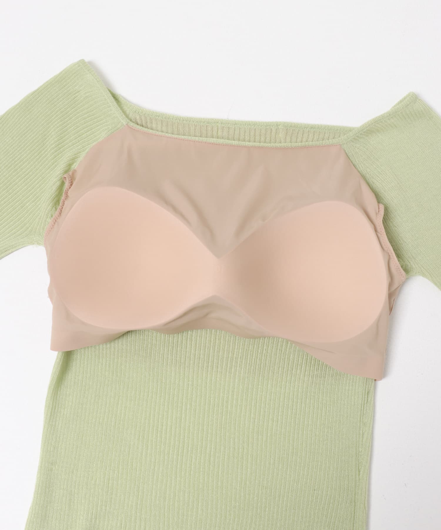NICENICE MOMENT　OPEN SHOULDER RIB SHELL PISTACHIO S