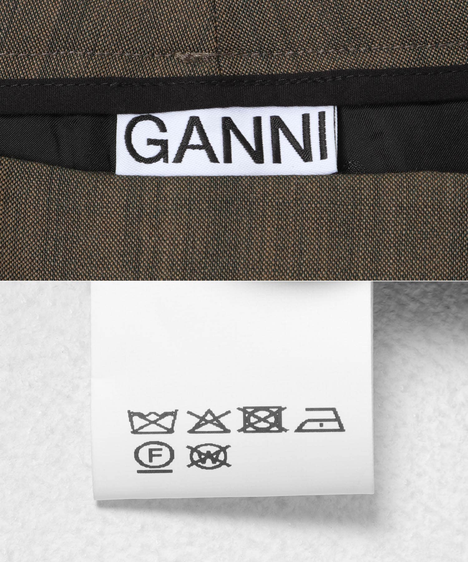 GANNI　WOOL MELANGE STRAIGHT PANTS CANTEEN 36