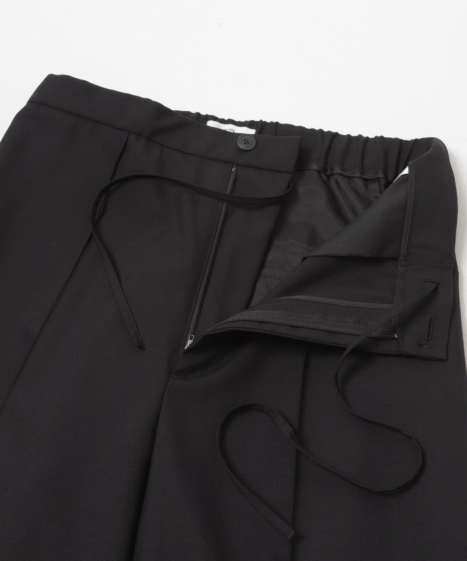 ATON　WOOL TROPICAL PIN TUCK PANTS BLACK 1