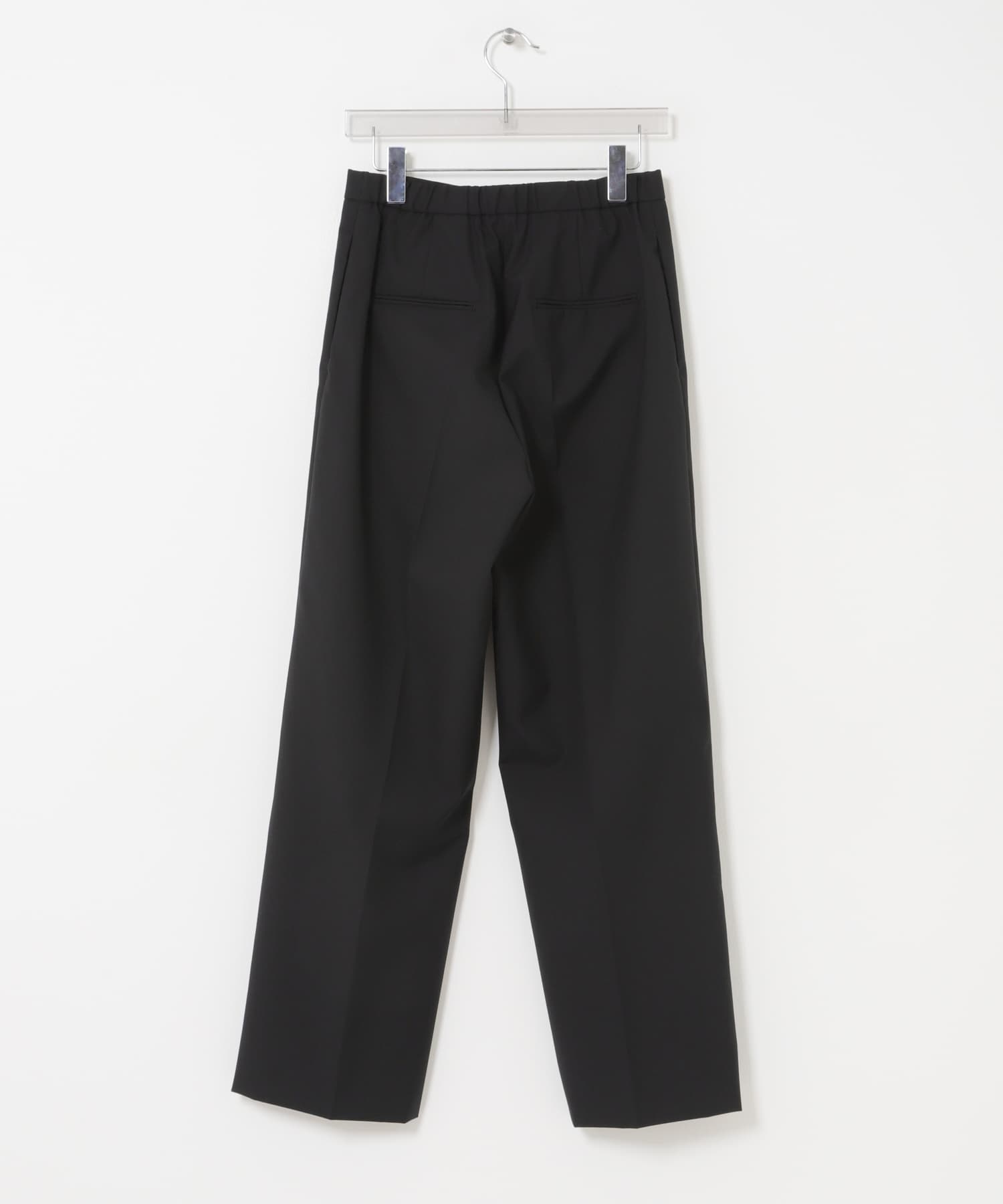 ATON　WOOL TROPICAL PIN TUCK PANTS BLACK 1