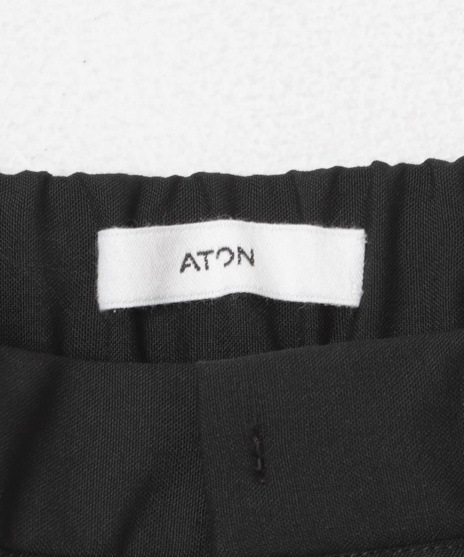 ATON　WOOL TROPICAL PIN TUCK PANTS BLACK 1