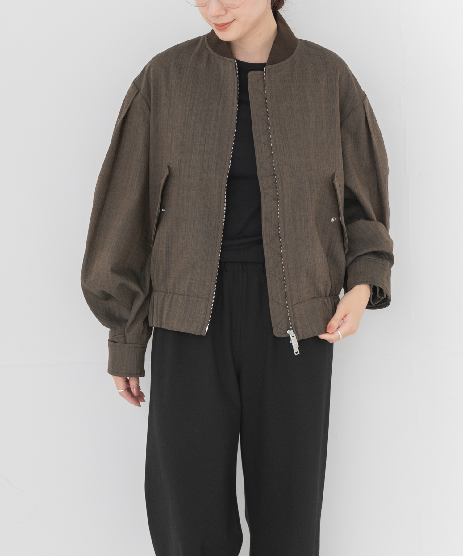 GANNI　WOOL MELANGE BOMBER JACKET