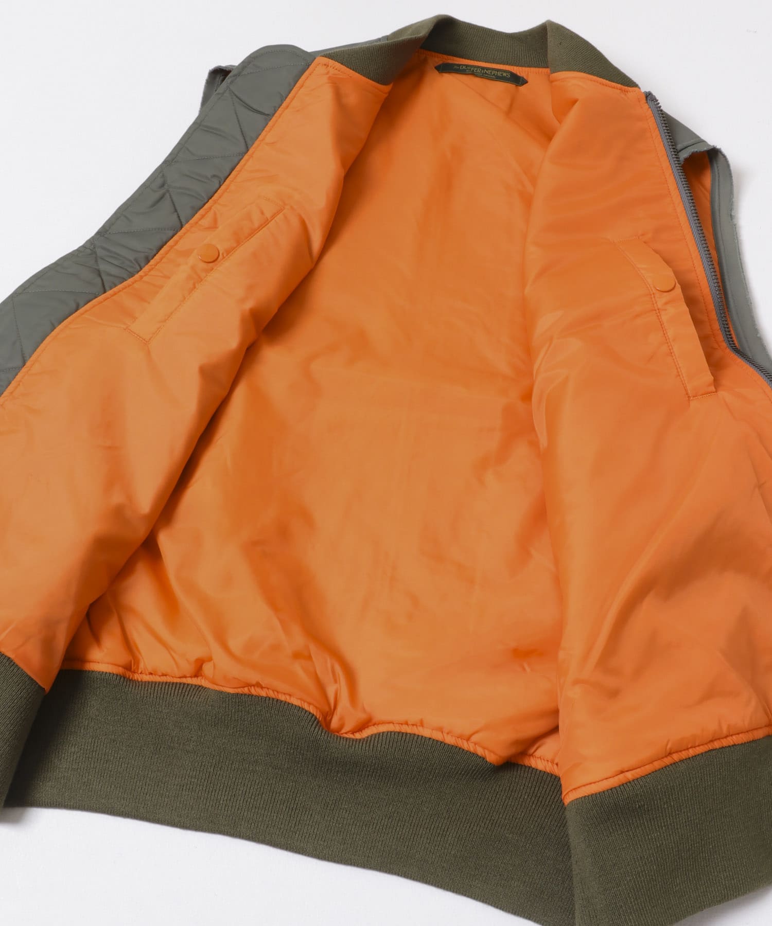 The DUFFER N NEPHEWS　CUT OFF FLIGHT VEST SAGE GREEN M