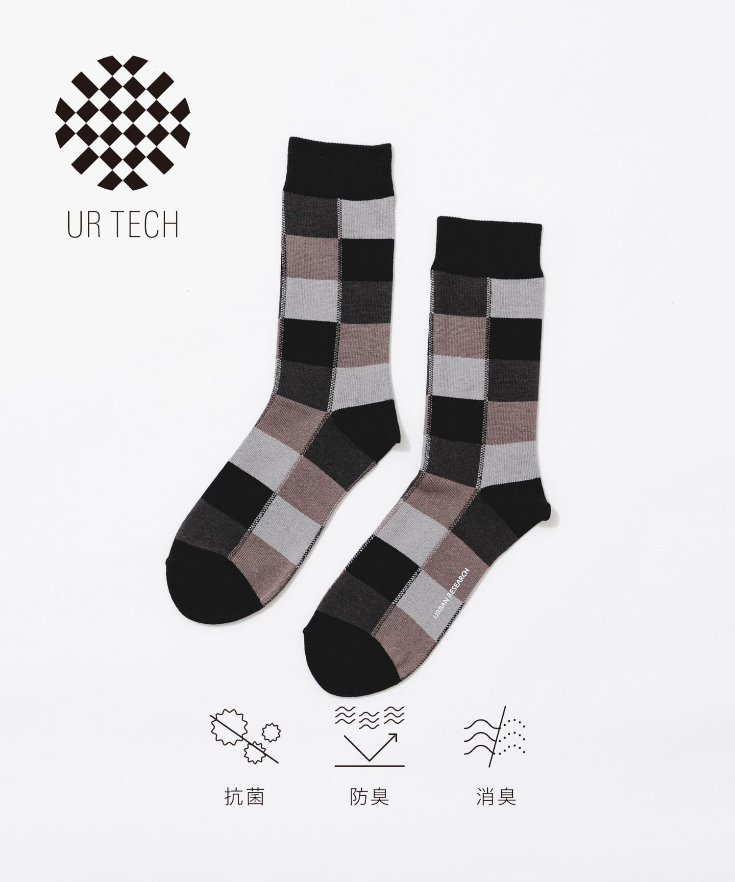 『UR TECH』ランダムチェックソックス