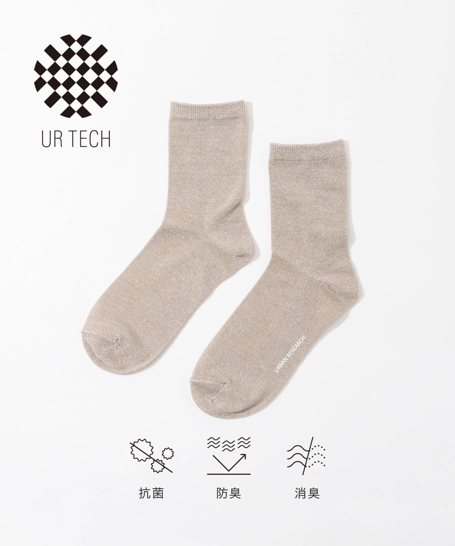 『UR TECH』ラメミックスソックス BEIGE 22-24