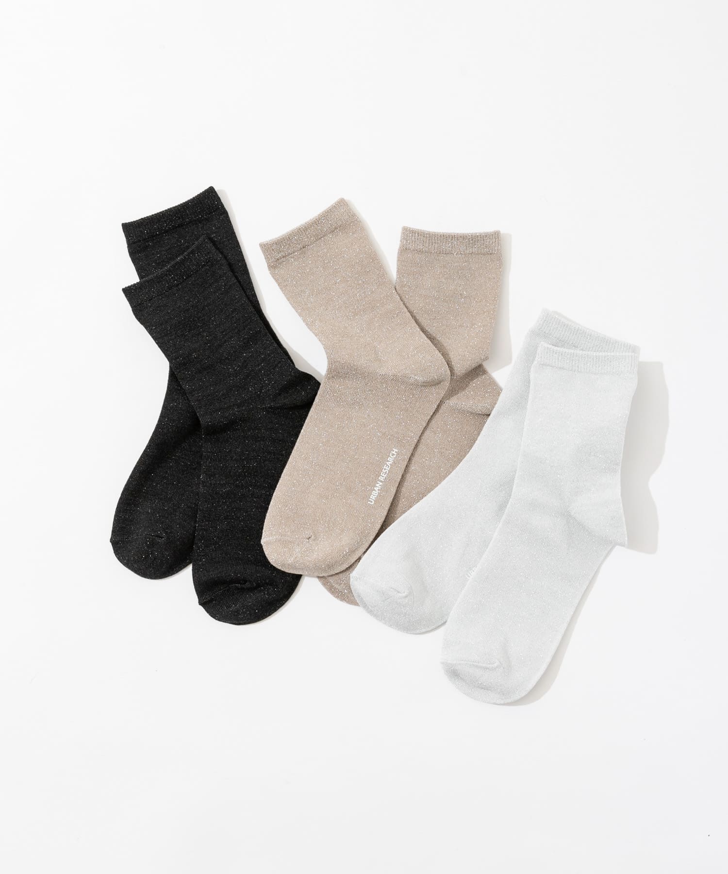 『UR TECH』ラメミックスソックス BEIGE 22-24