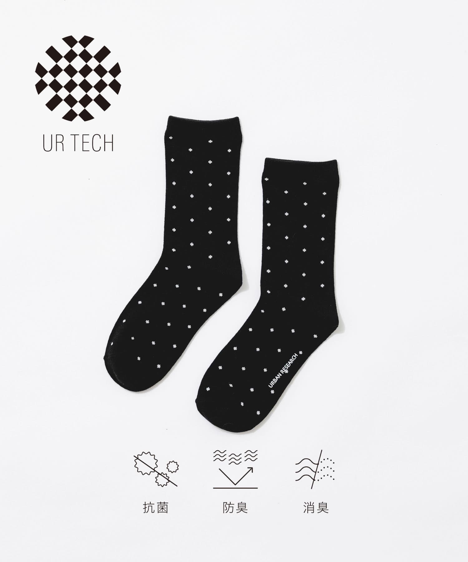 『UR TECH』ドットソックス BLK×OFF 22-24